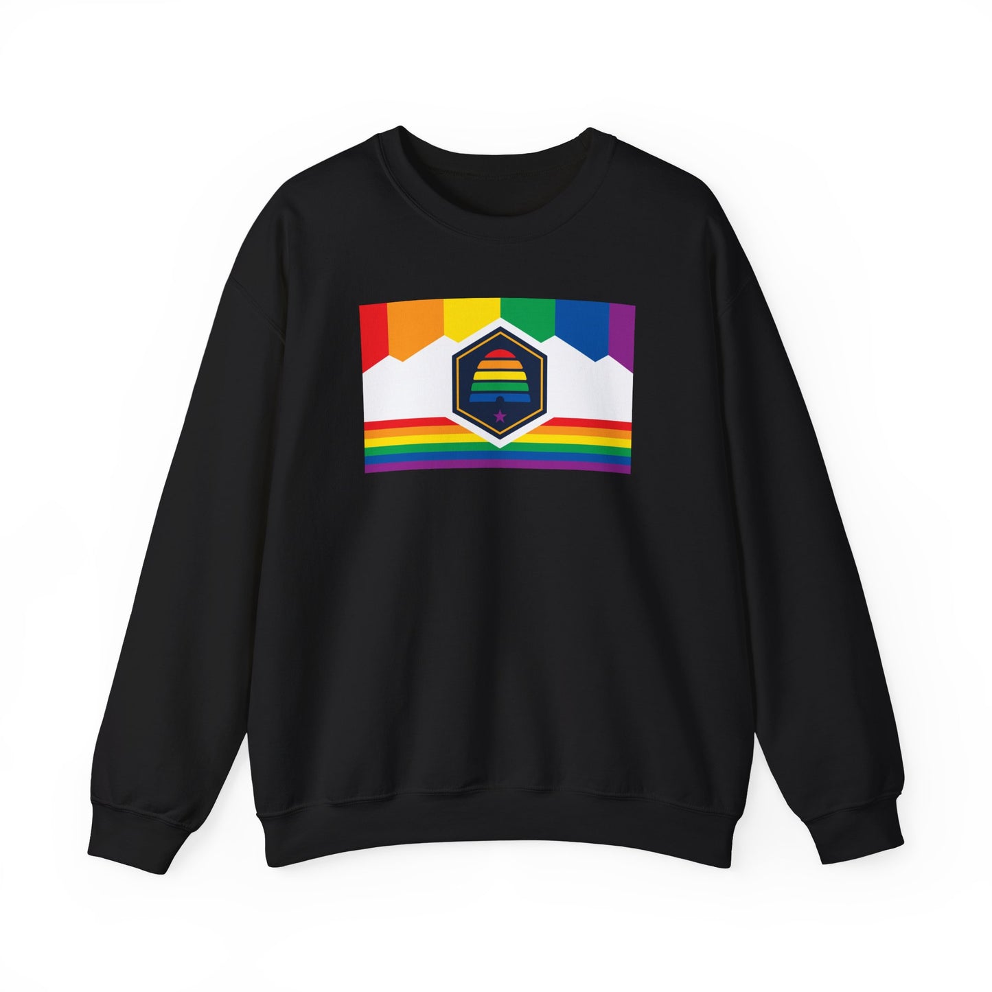 Utah Rainbow Pride Flag Unisex Crewneck Sweatshirt—White, Black or Light Pink