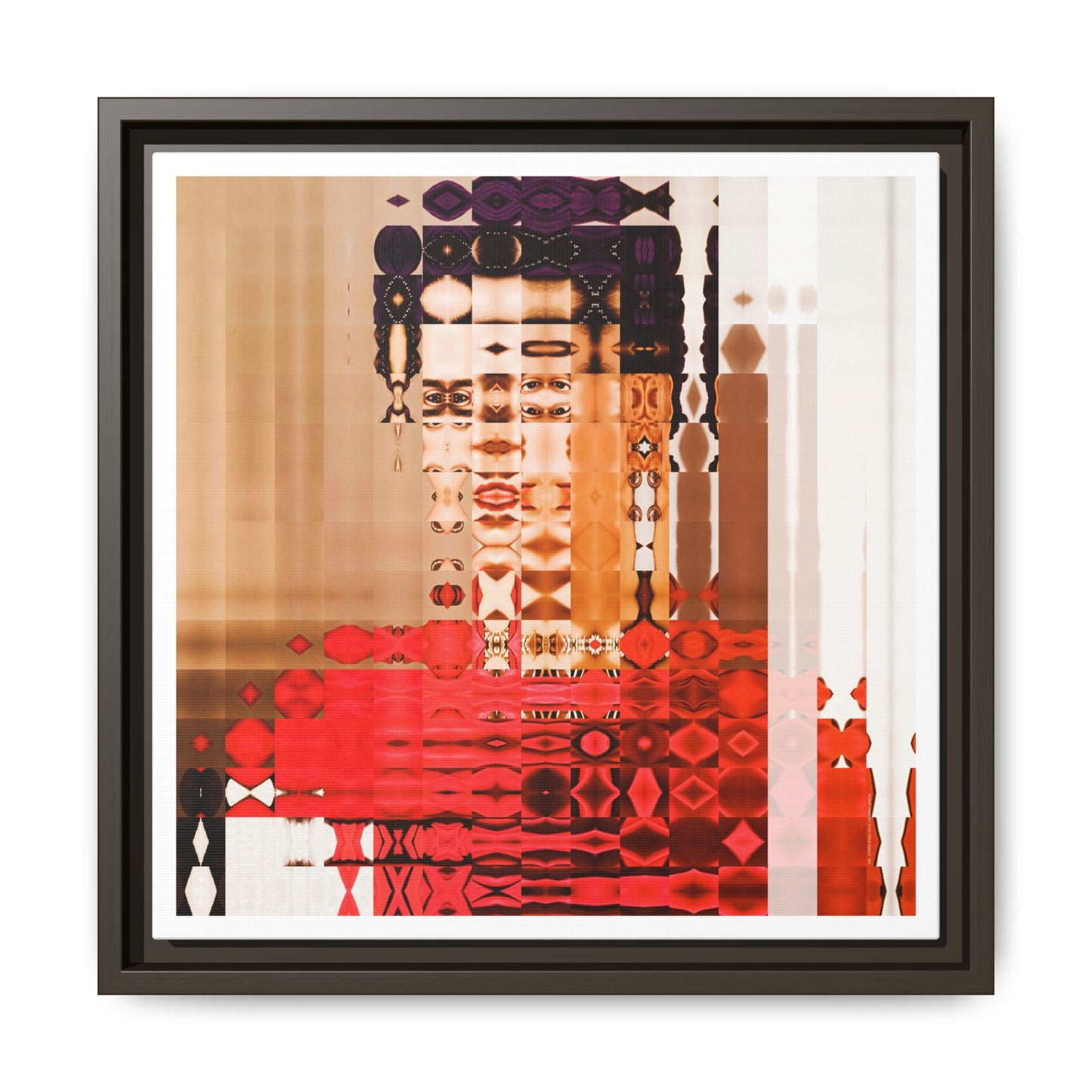 Iconic Feminist Artist Frida Kahlo 2 Abstract Portrait Collage Art — Matte Canvas, Framed (Multi-color options)