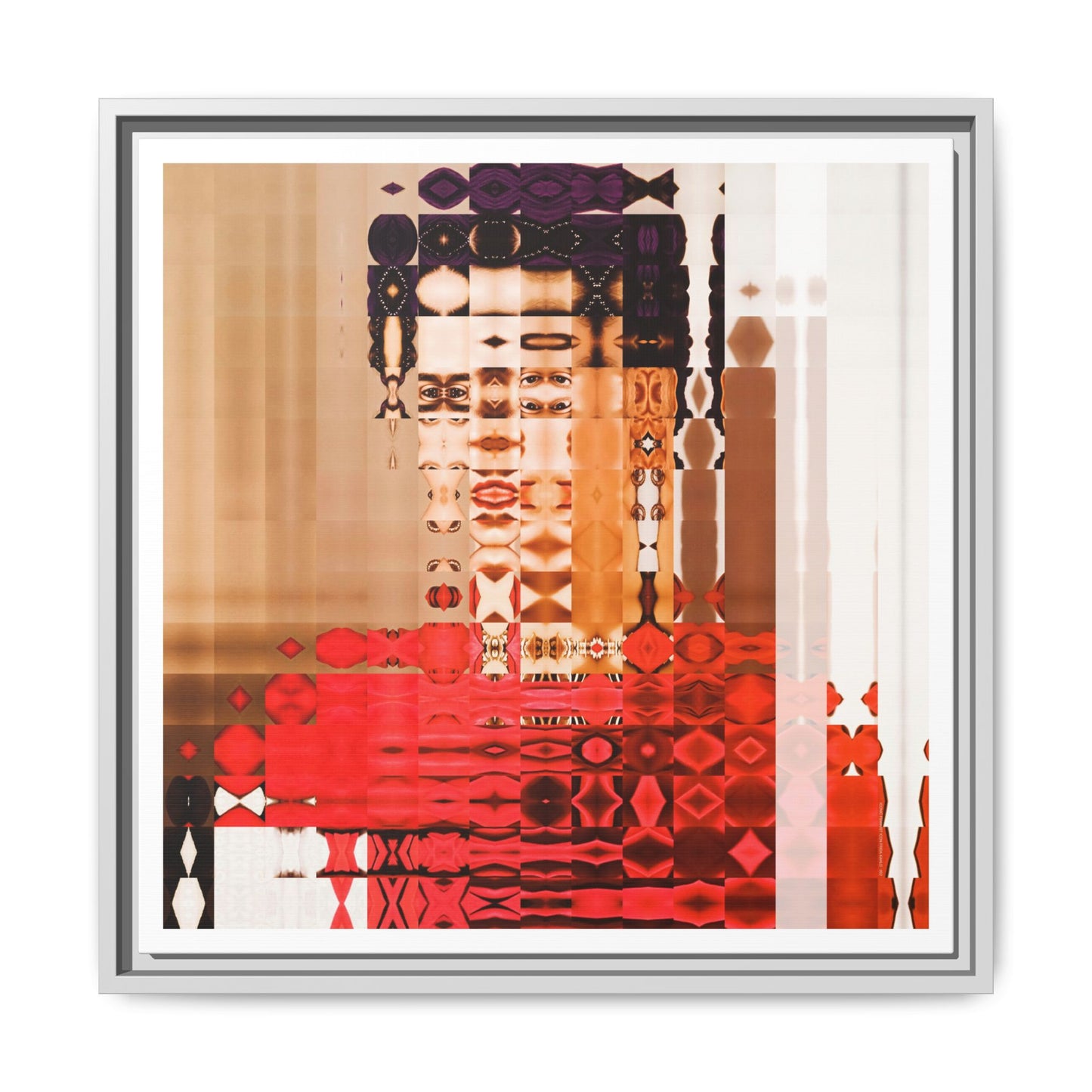Iconic Feminist Artist Frida Kahlo 2 Abstract Portrait Collage Art — Matte Canvas, Framed (Multi-color options)
