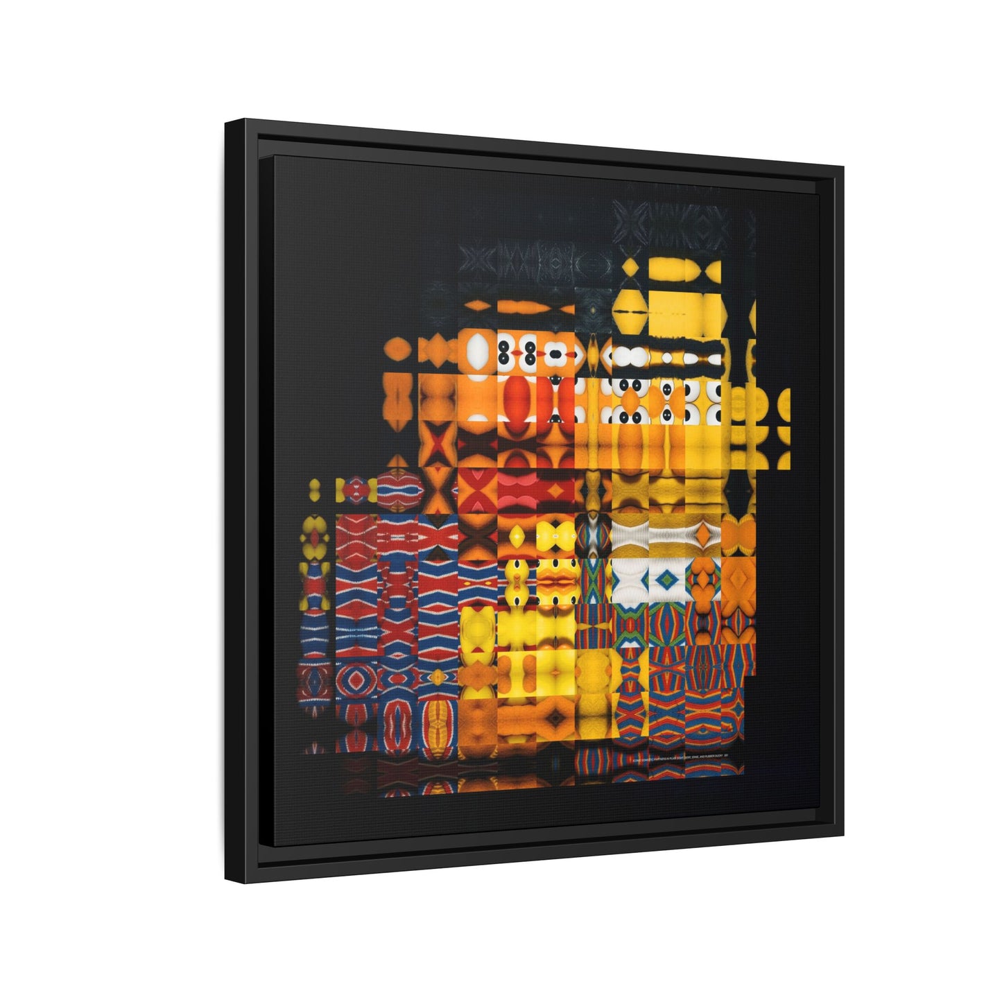 Iconic Domestic Partners in Plain Sight: Bert, Ernie, and Rubber Ducky Abstract Portrait Collage Art — Matte Canvas, Framed (Multi-color options)