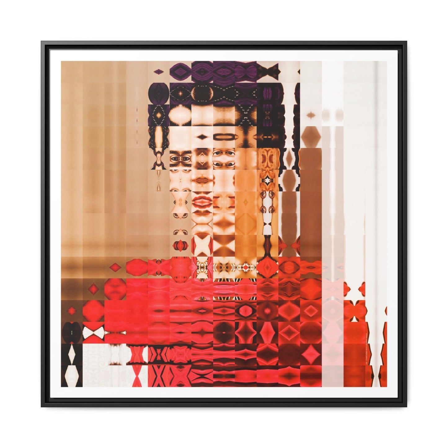 Iconic Feminist Artist Frida Kahlo 2 Abstract Portrait Collage Art — Matte Canvas, Framed (Multi-color options)