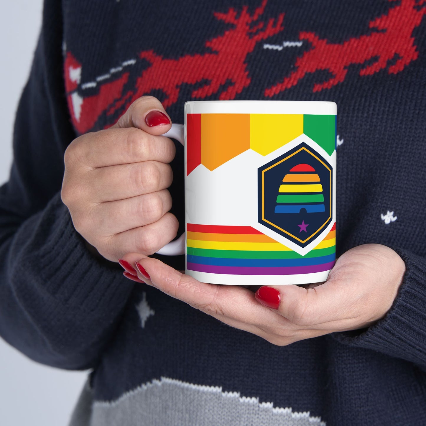 Utah Rainbow Pride Flag "UNITED" Ceramic Mug
