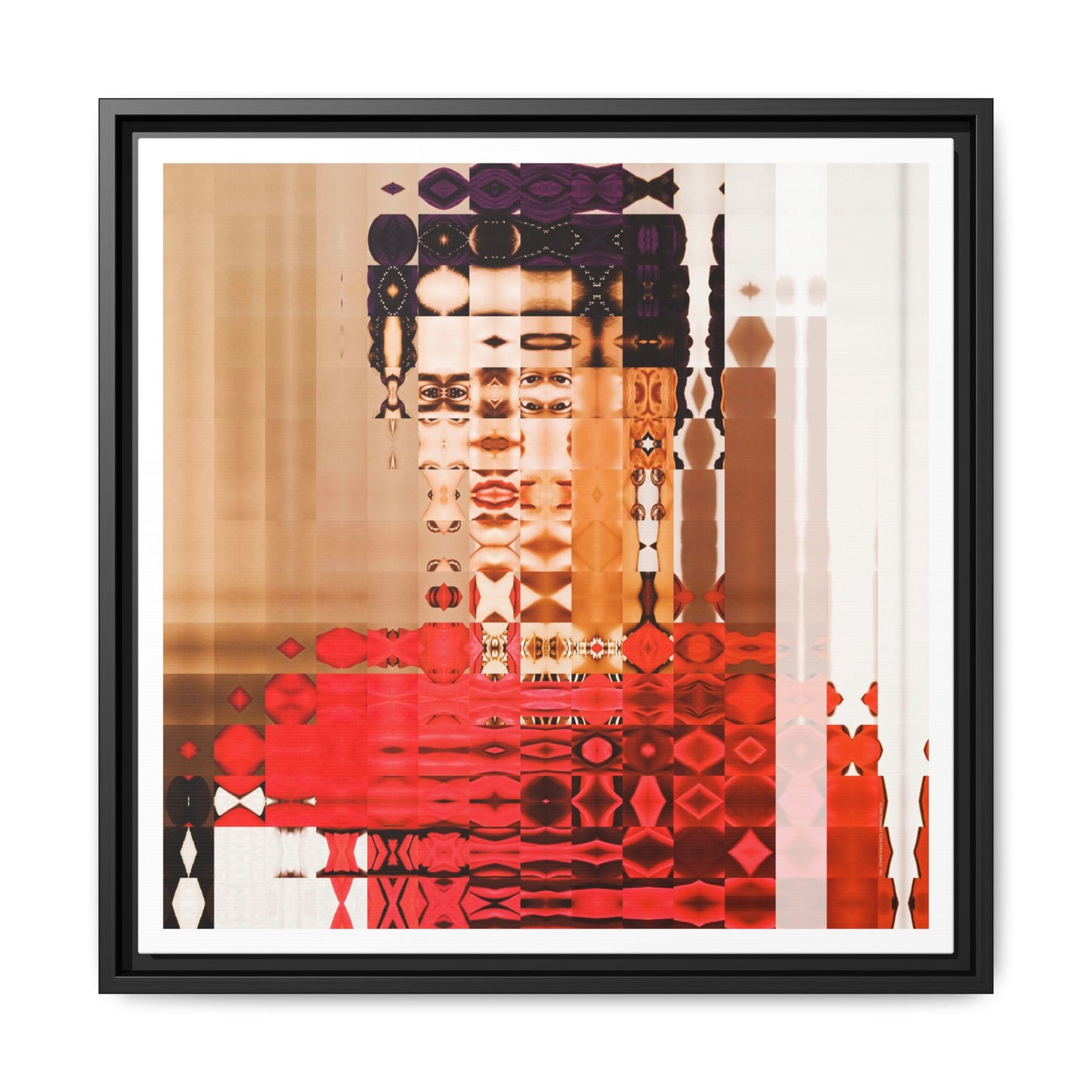 Iconic Feminist Artist Frida Kahlo 2 Abstract Portrait Collage Art — Matte Canvas, Framed (Multi-color options)
