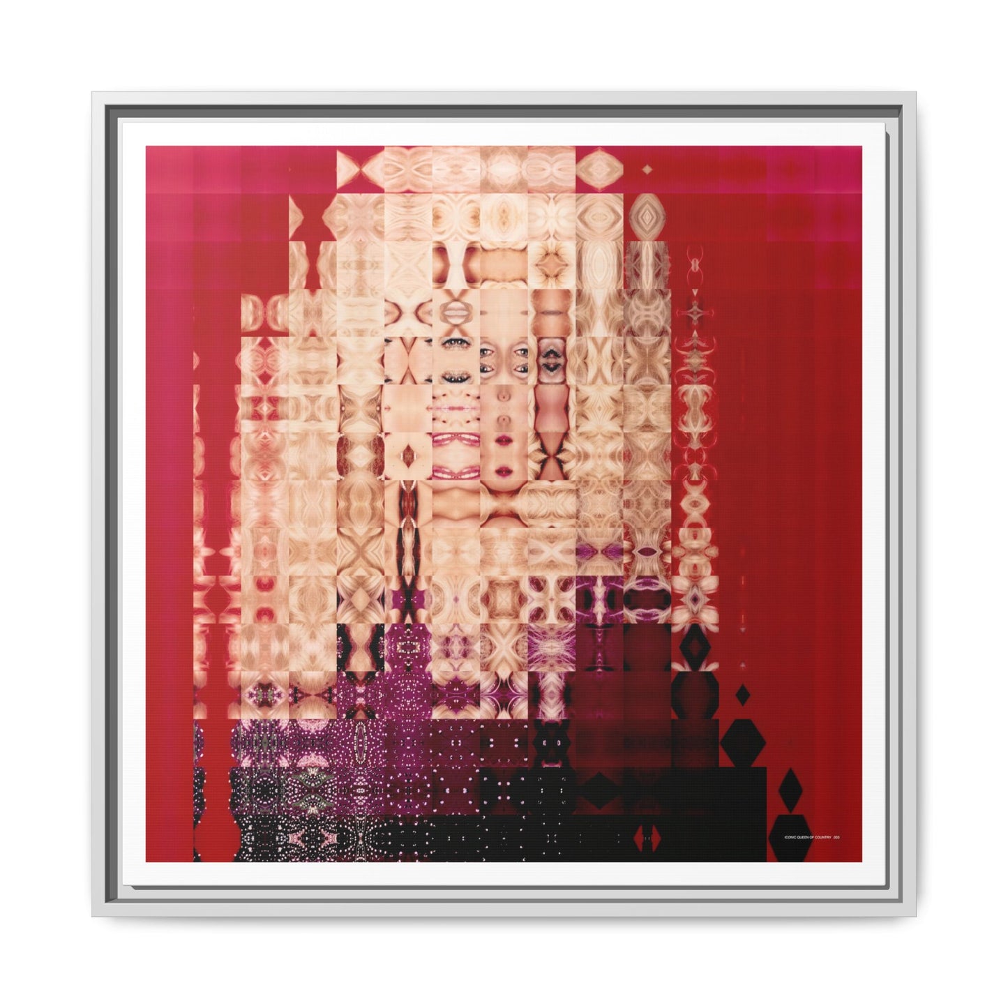 Iconic Queen of Country III, Dolly Abstract Portrait Collage Art — Matte Canvas, Framed (Multi-color options)