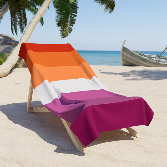 Lesbian Pride Flag Beach Towel - vertical stripe deco