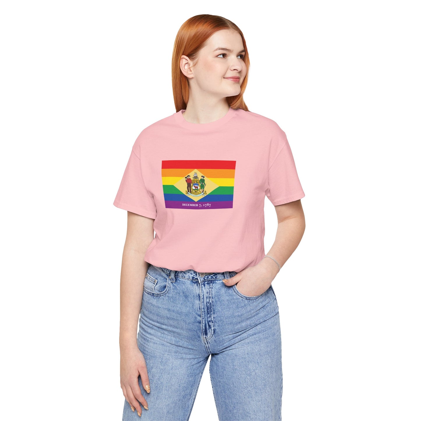 Delaware Rainbow Pride Flag T-shirt, Several Color Options