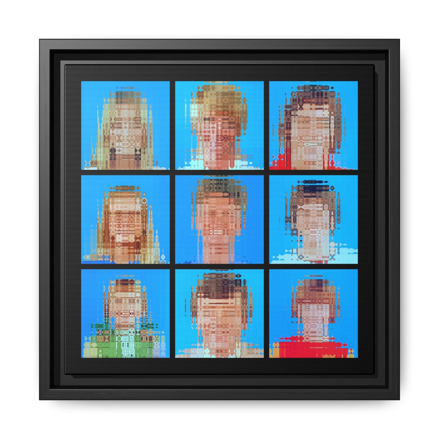 America’s Iconic Mid-Century TV Family Abstract Portrait Collage Art — Matte Canvas, Framed (Multi-color options)