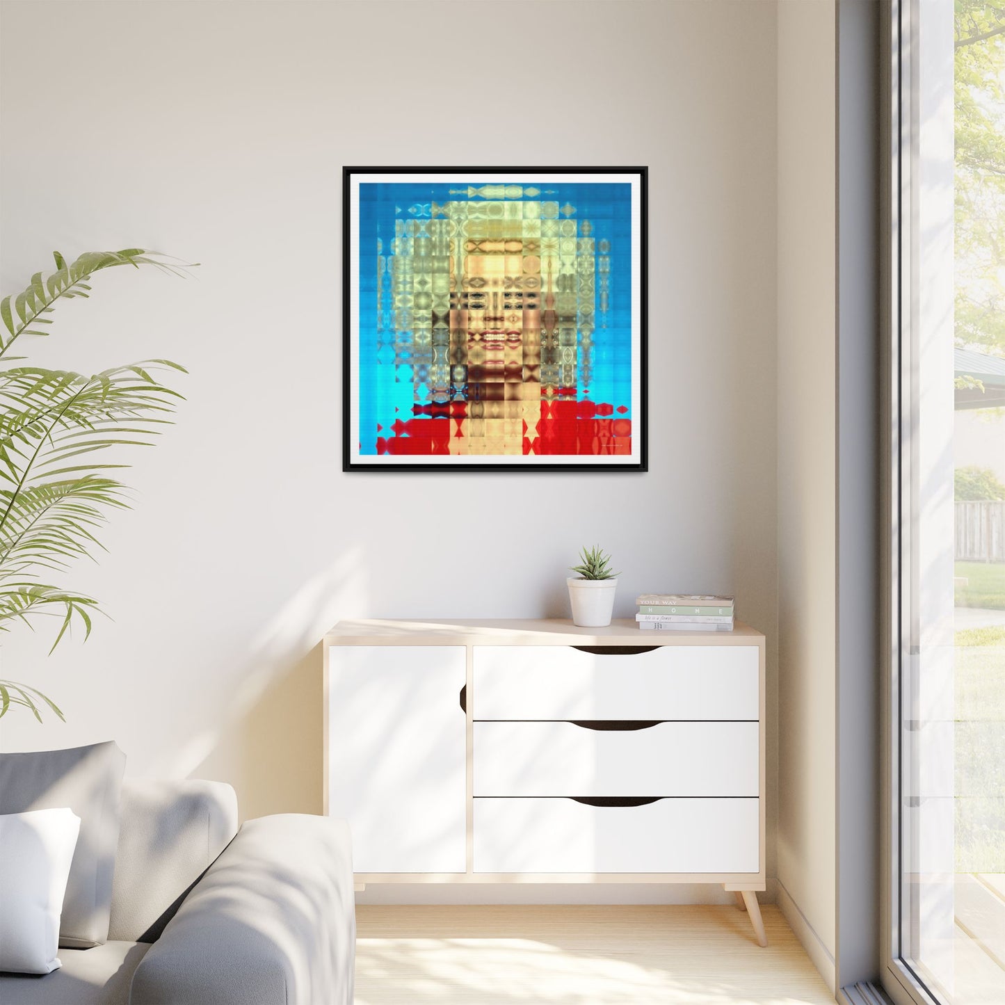 Iconic Queen of Country V, Dolly Abstract Portrait Collage Art — Matte Canvas, Framed (Multi-color options)