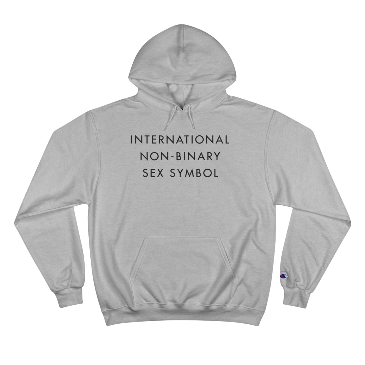 International Non-Binary Sex Symbol Champion Hoodie - White and Light Steel with Black Deco