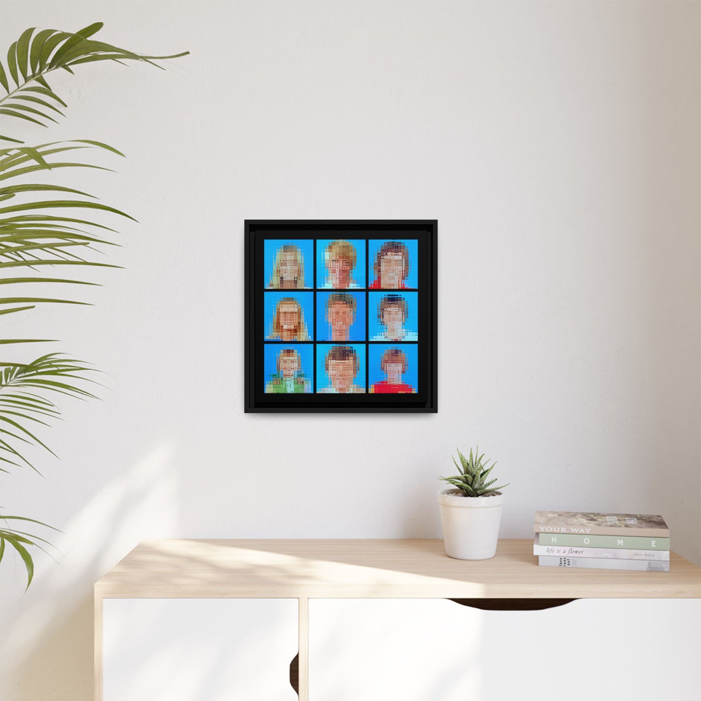 America's Iconic Mid-Century TV Family, Abstract Portrait Collage Art — Matte Canvas, Framed (Multi-color options)