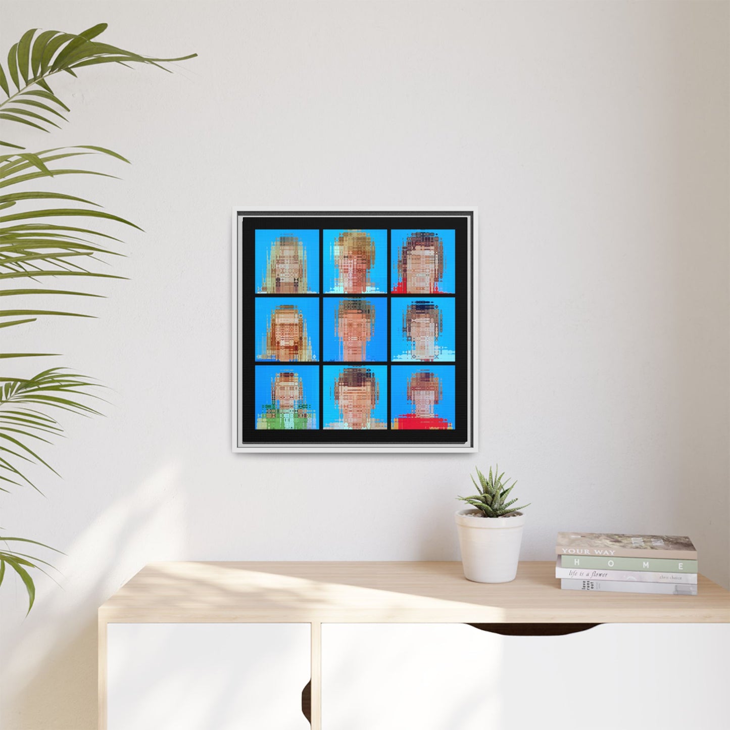 America's Iconic Mid-Century TV Family, Abstract Portrait Collage Art — Matte Canvas, Framed (Multi-color options)