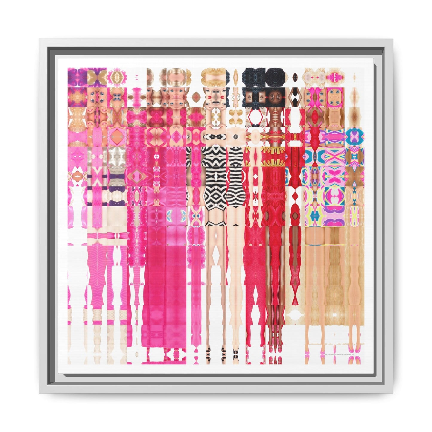 Iconic Dream Doll Fashion Fantasies Abstract Portrait Collage Art — Matte Canvas, Framed (Multi-color options)