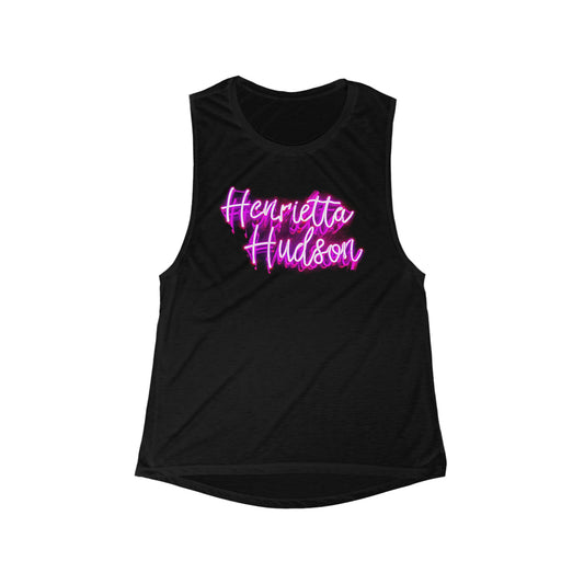 Henrietta Hudson Neon Sign Flowy Muscle Tank - Black