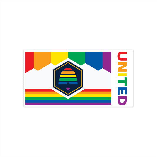 Utah Rainbow Pride Flag "UNITED" Bumper Sticker