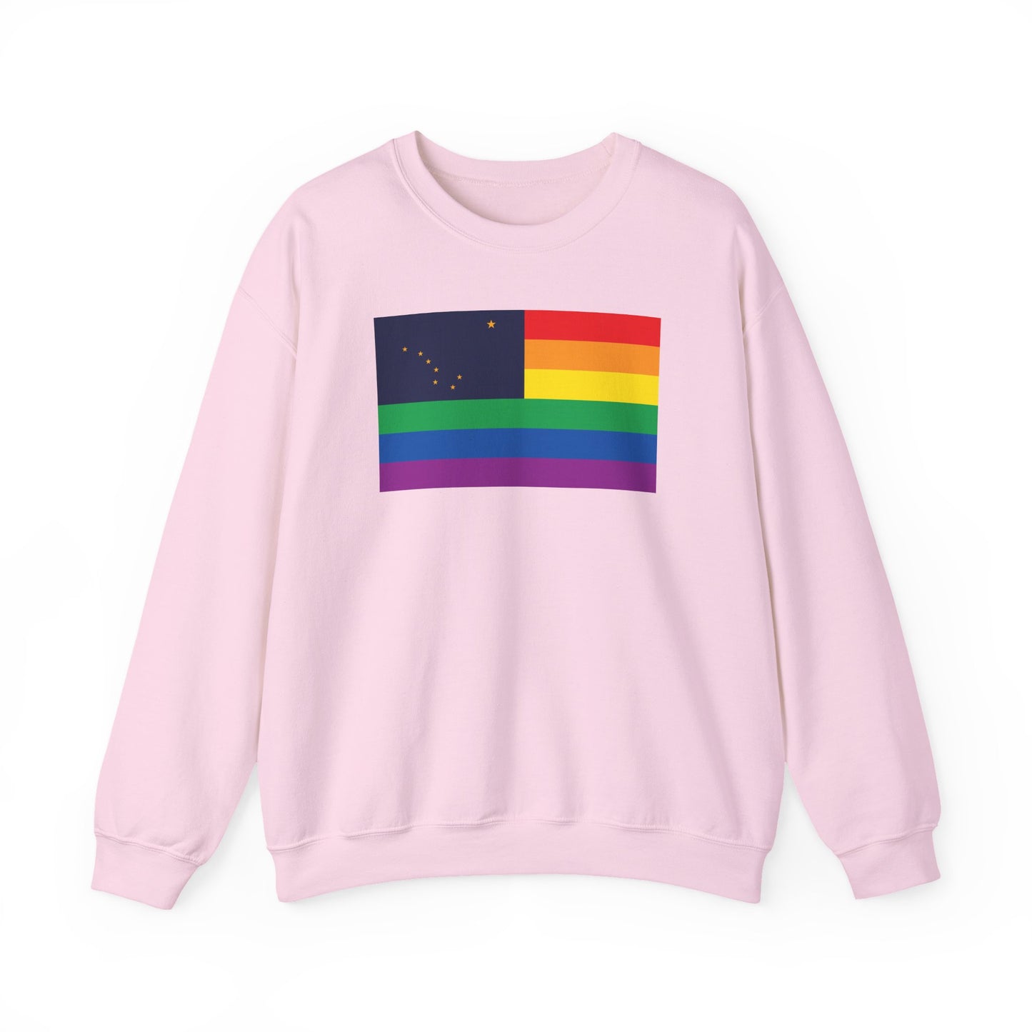 Alaska Rainbow Pride Flag Unisex Crewneck Sweatshirt—White, Black or Light Pink