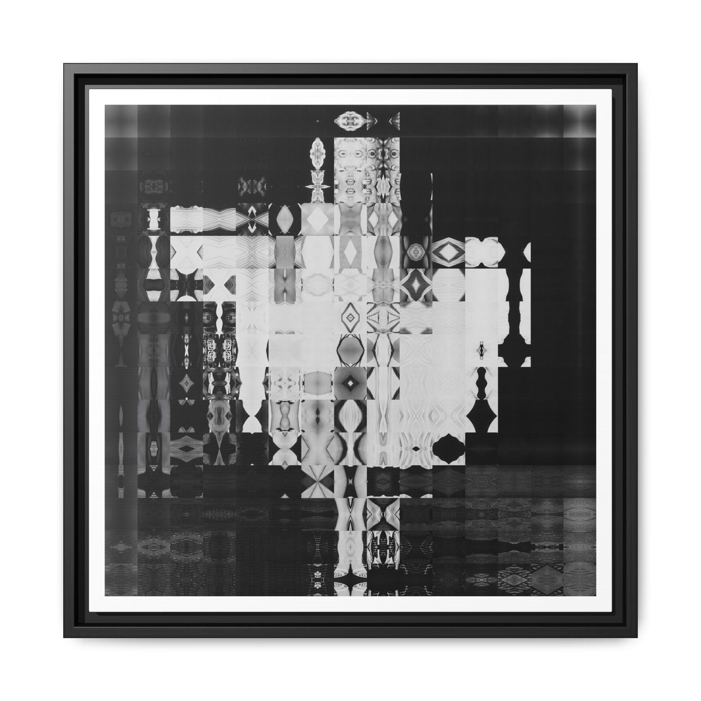Iconic Hollywood Movie Star Marilyn Monroe, Iconic Flying Skirt Moment, Abstract Portrait Collage Art — Matte Canvas, Framed (Multi-color options)