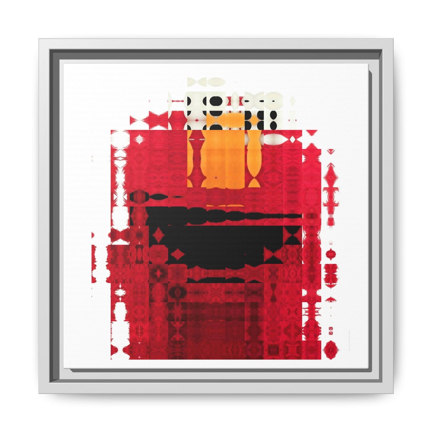 Iconic Fuzzy Red Cutie Monster from the Street Abstract Portrait Collage Art — Matte Canvas, Framed (Multi-color options)