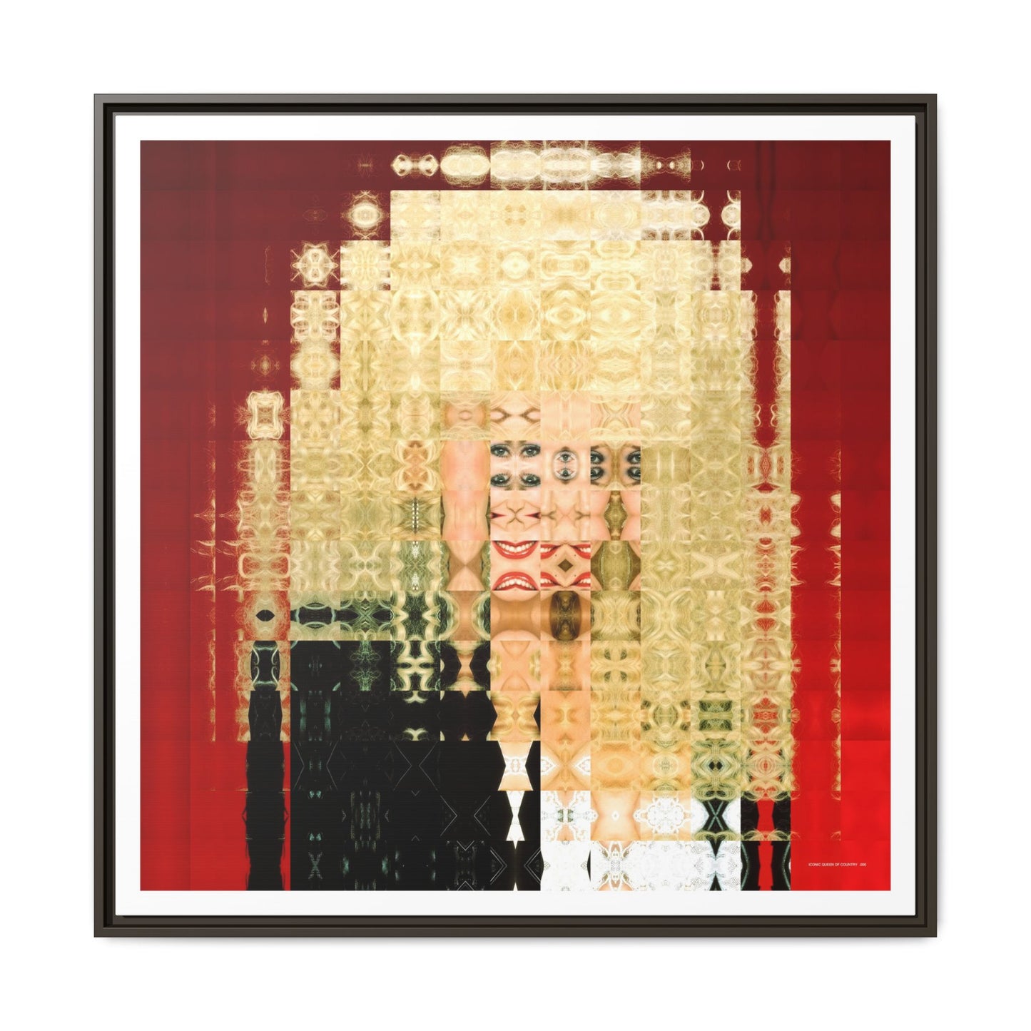 Iconic Queen of Country VI, Dolly Abstract Portrait Collage Art — Matte Canvas, Framed (Multi-color options)