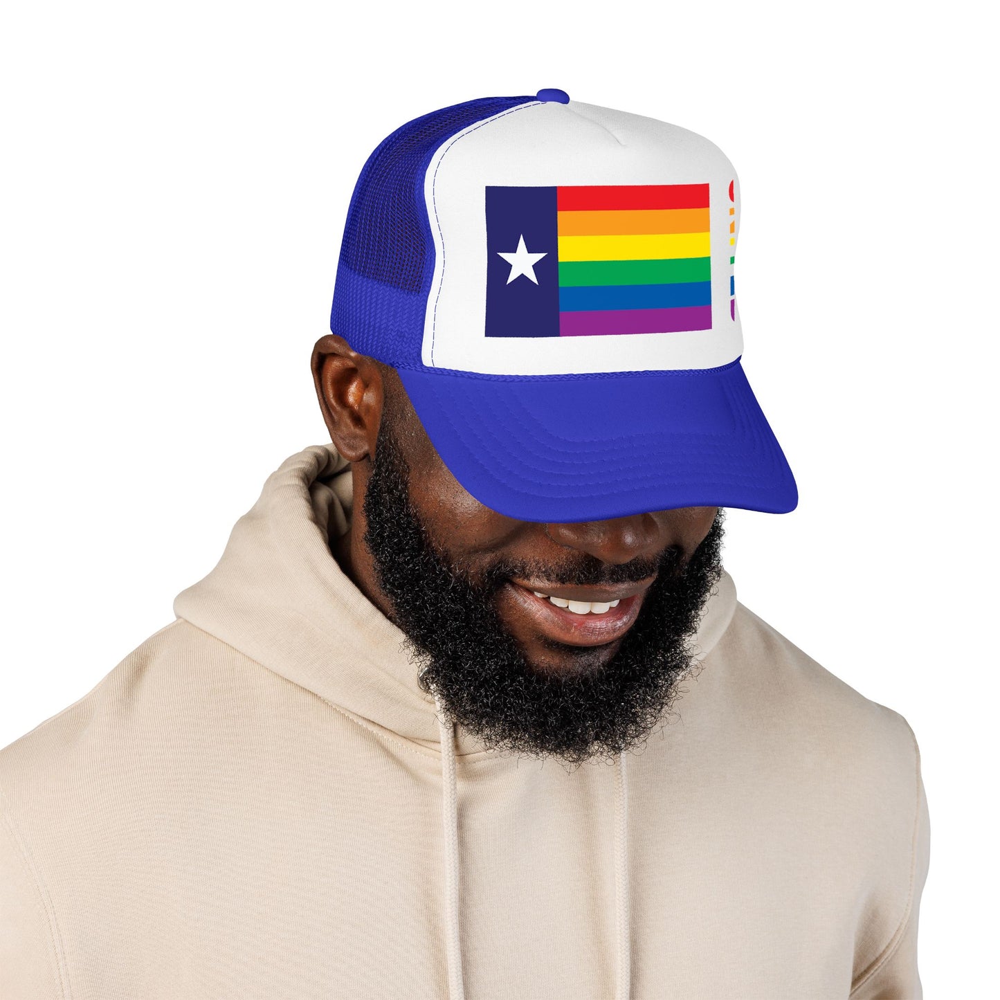 Texas Rainbow Pride Flag "UNITED" Printed Foam Trucker Hat, Several Color Options