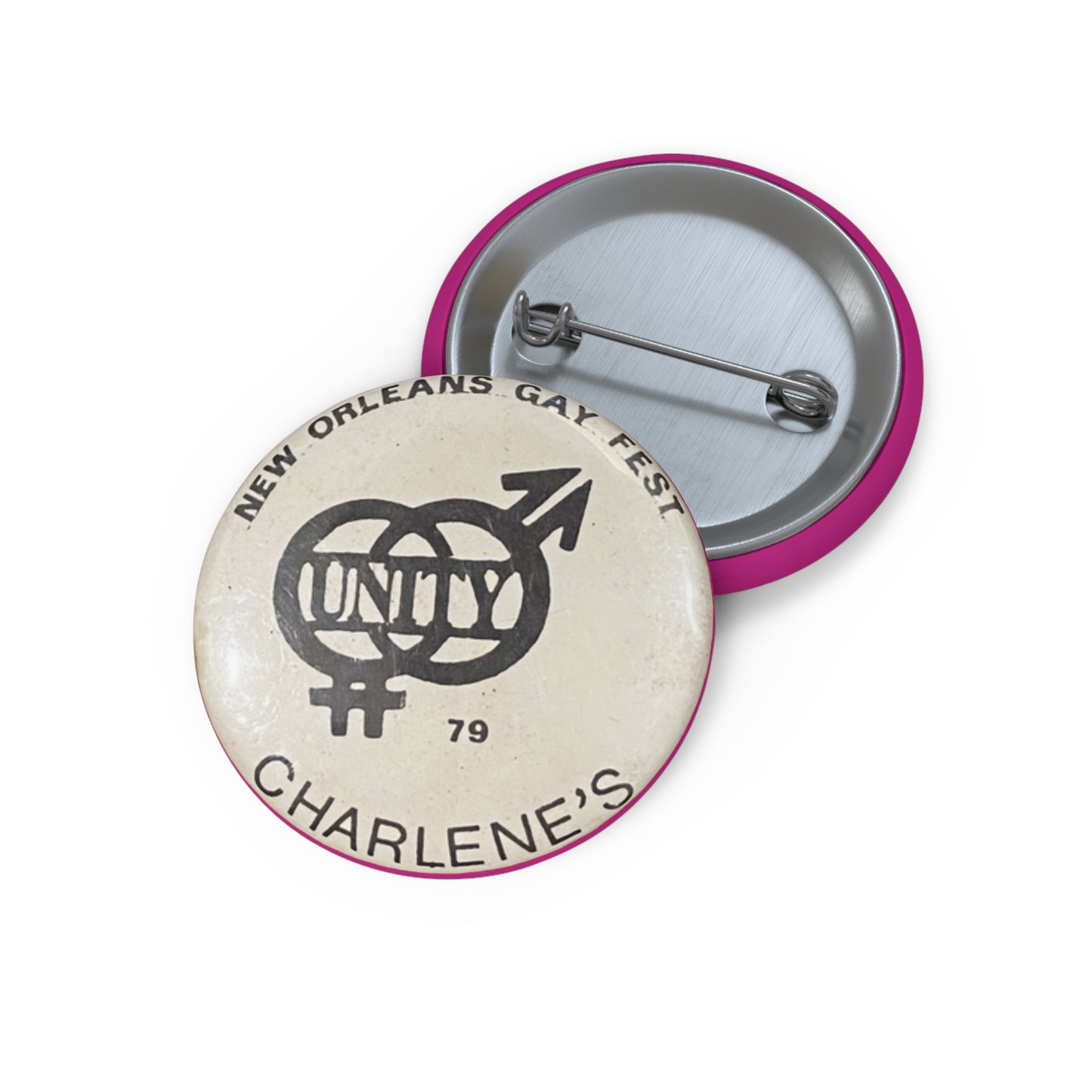 Iconic Charlene's New Orleans 1979 Gay Fest, Historic Lesbian Bar Replica Pin Button