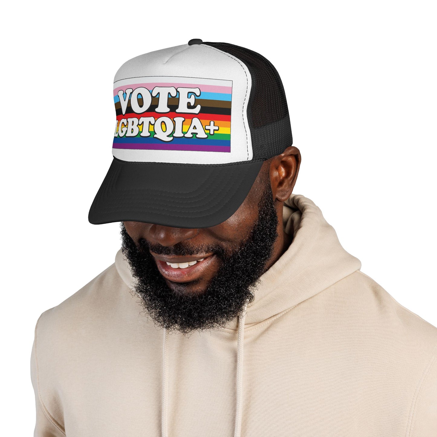 VOTE LGBTQIA+ Trucker Cap — LGBTQIA+ Rights & Equality Statement Hat