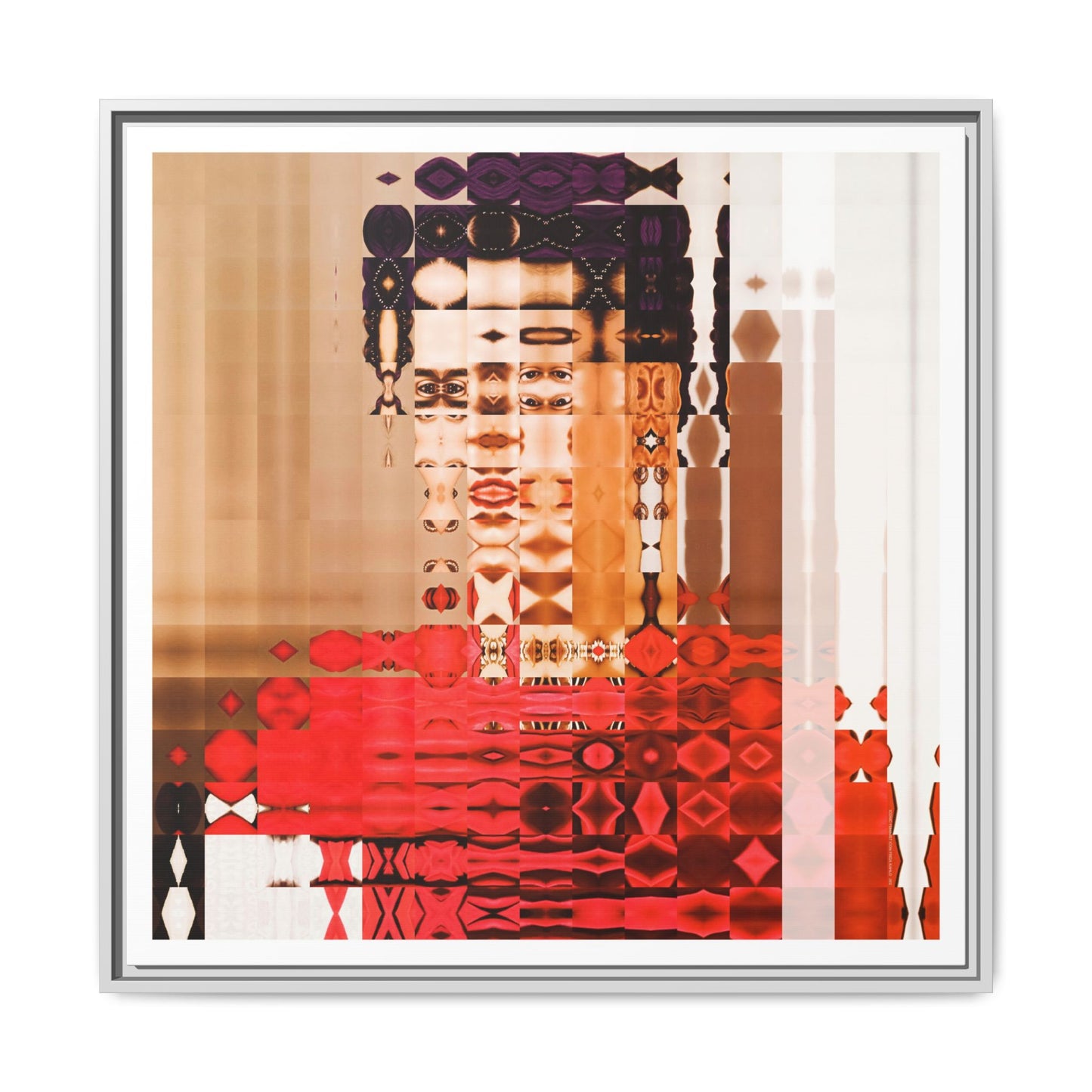 Iconic Feminist Artist Frida Kahlo 2 Abstract Portrait Collage Art — Matte Canvas, Framed (Multi-color options)