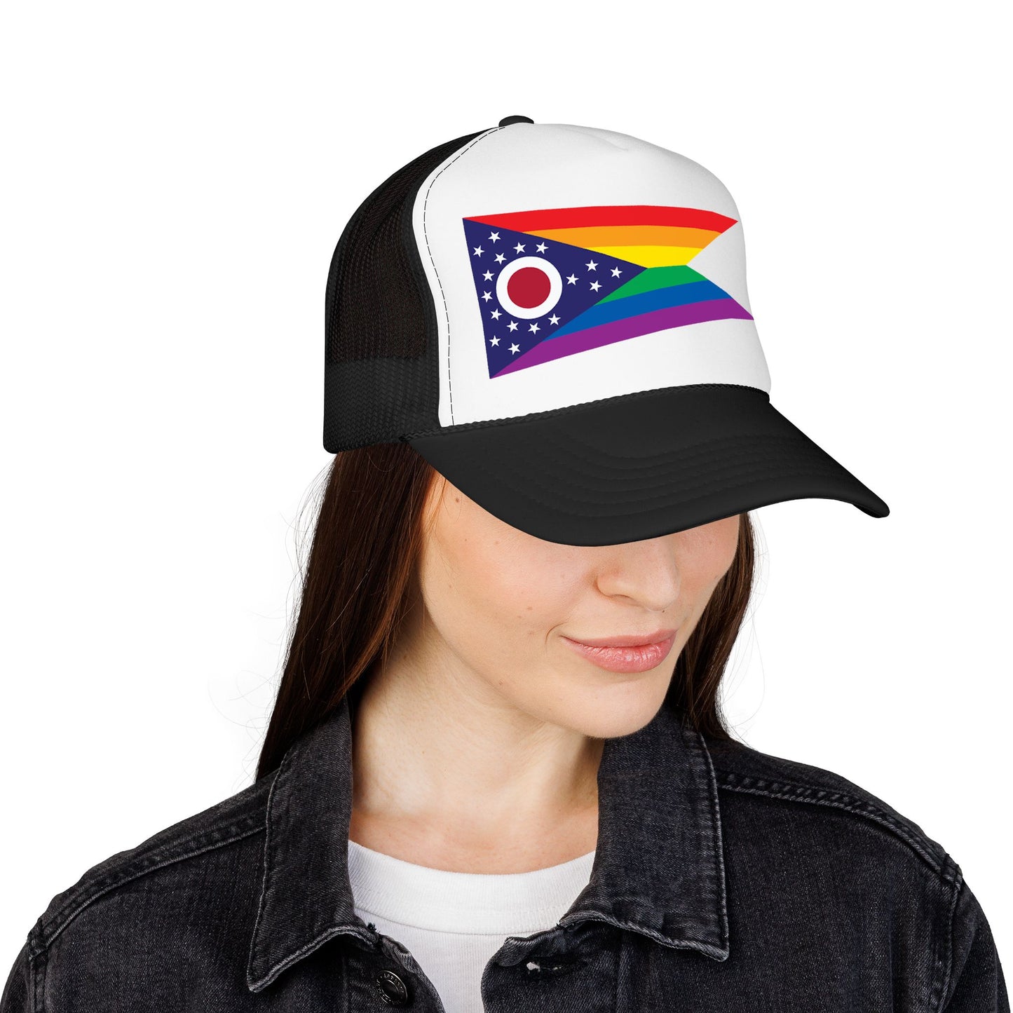 Ohio Rainbow Pride Flag "UNITED" Printed Foam Trucker Hat, Several Color Options