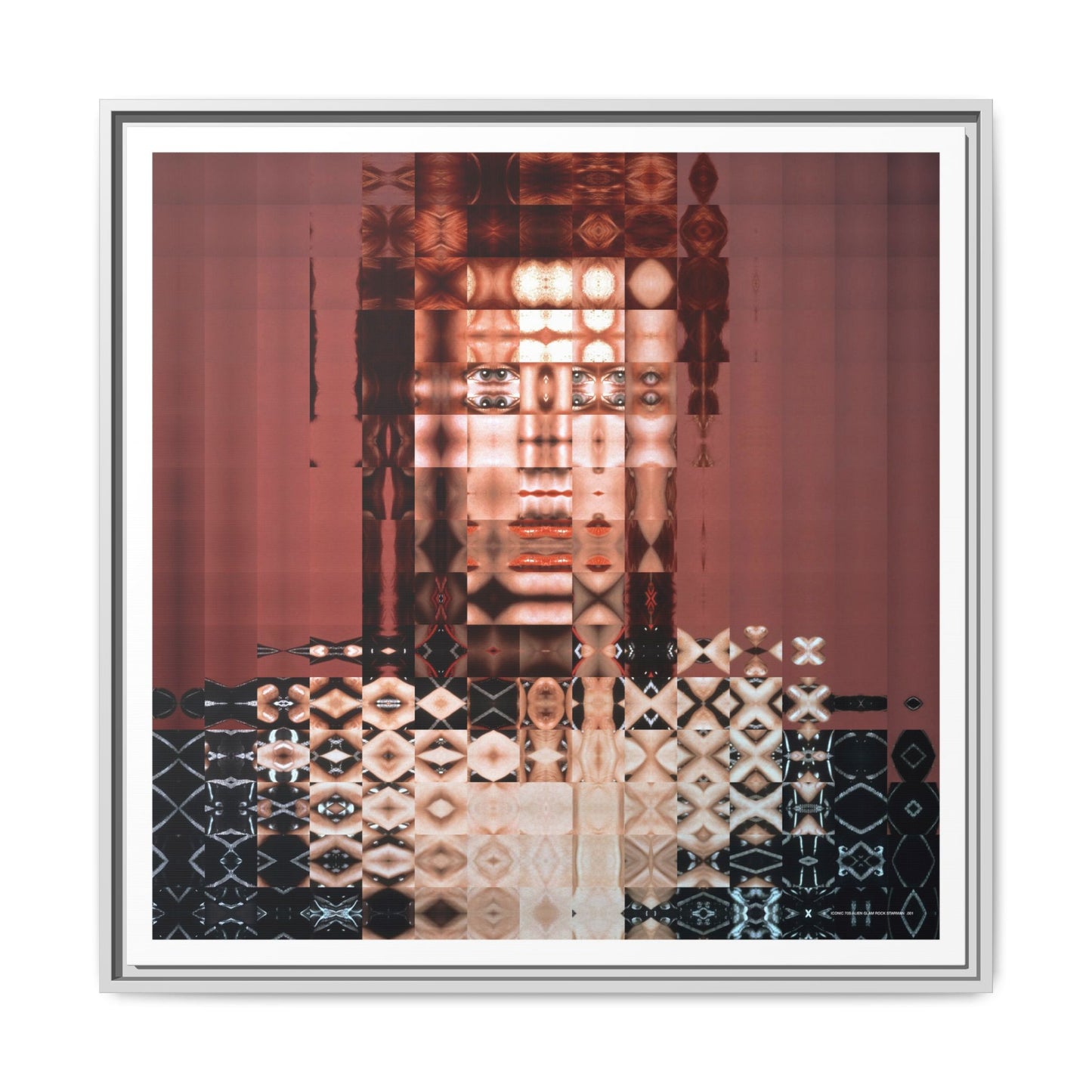Iconic 70s Alien Glam Rock Starman Abstract Portrait Collage Art — Matte Canvas, Framed (Multi-color options)