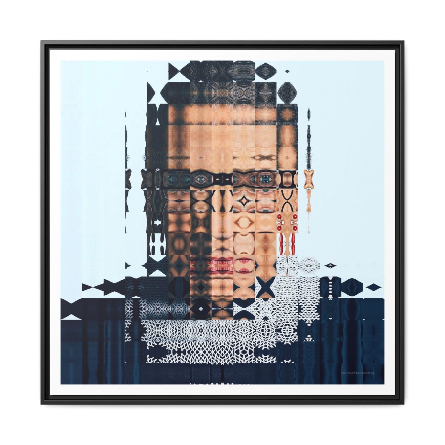Iconic Feminist, The Notorious RBG, Ruth Bader Ginsburg Abstract Portrait Collage Art — Matte Canvas, Framed (Multi-color options)