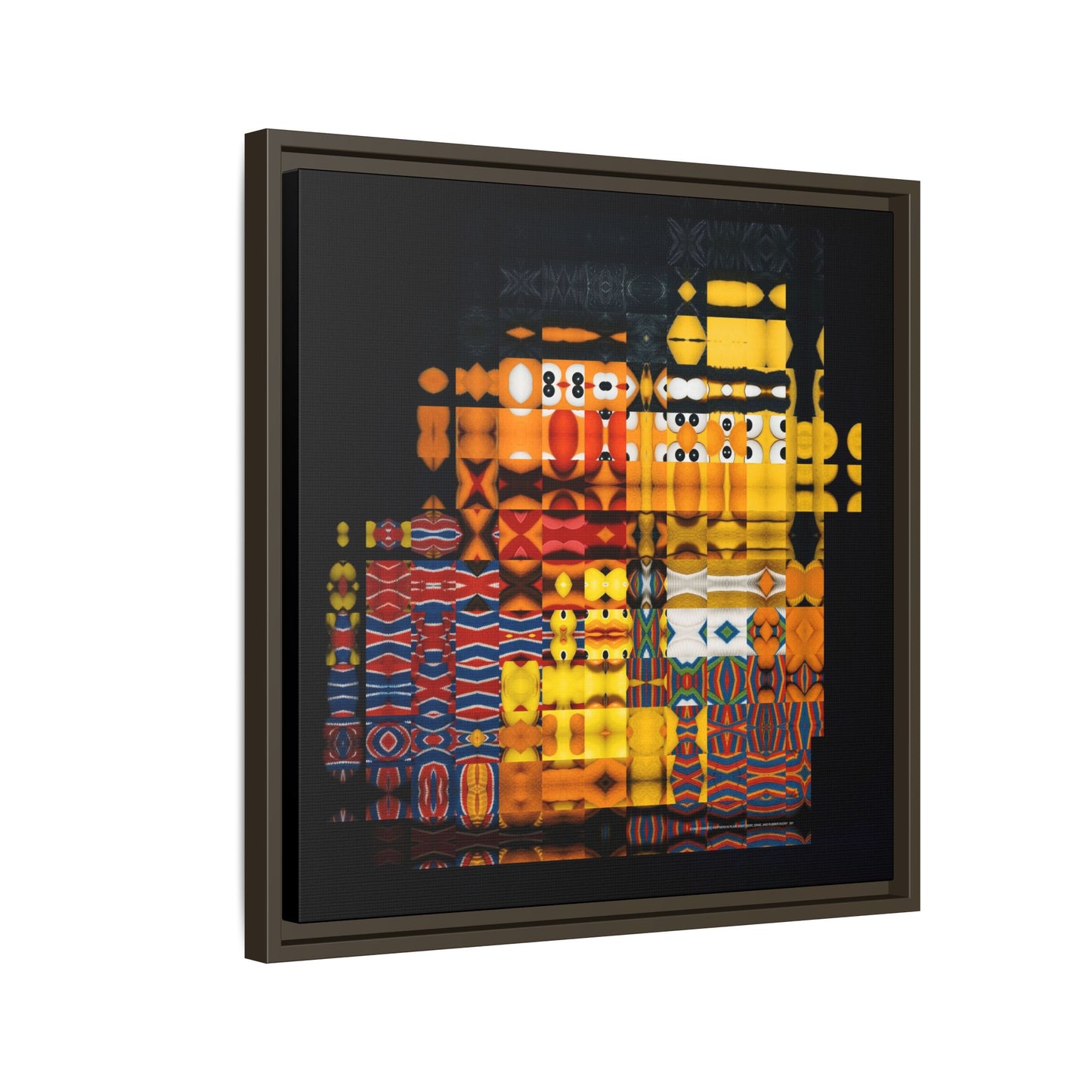 Iconic Domestic Partners in Plain Sight: Bert, Ernie, and Rubber Ducky Abstract Portrait Collage Art — Matte Canvas, Framed (Multi-color options)