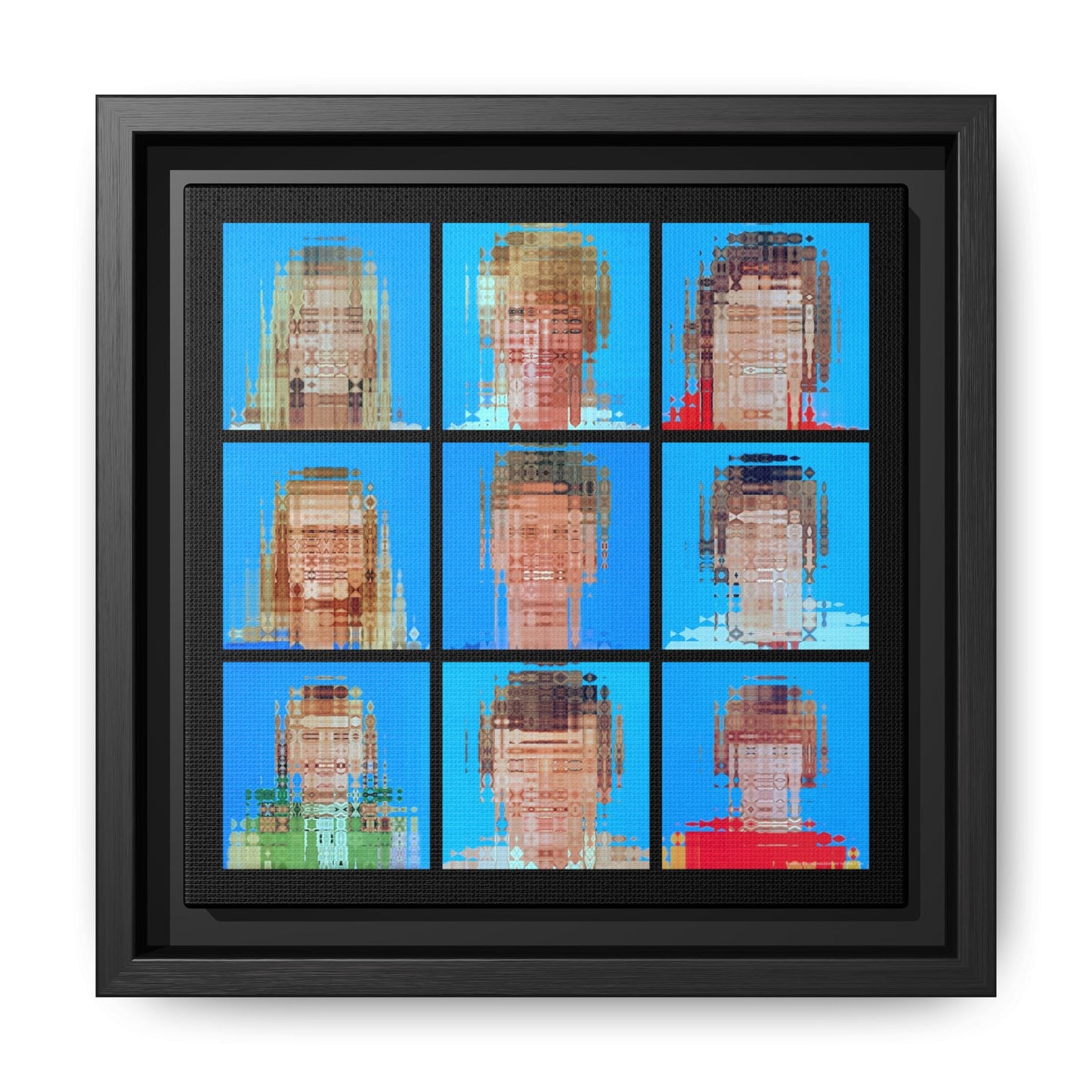 America's Iconic Mid-Century TV Family, Abstract Portrait Collage Art — Matte Canvas, Framed (Multi-color options)