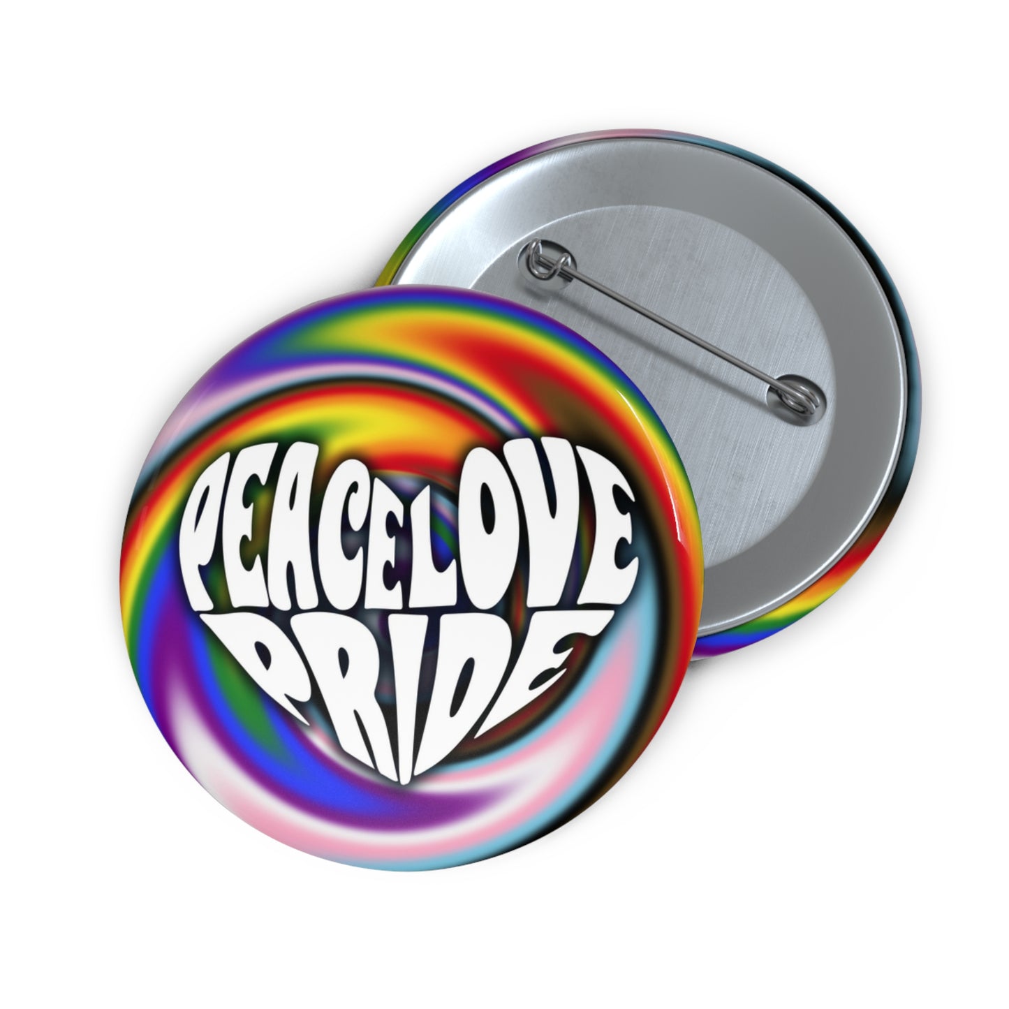 PEACE LOVE PRIDE Progress Rainbow Warp Pin Button