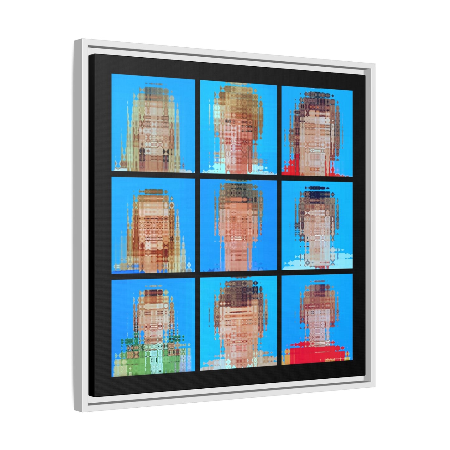 America's Iconic Mid-Century TV Family, Abstract Portrait Collage Art — Matte Canvas, Framed (Multi-color options)