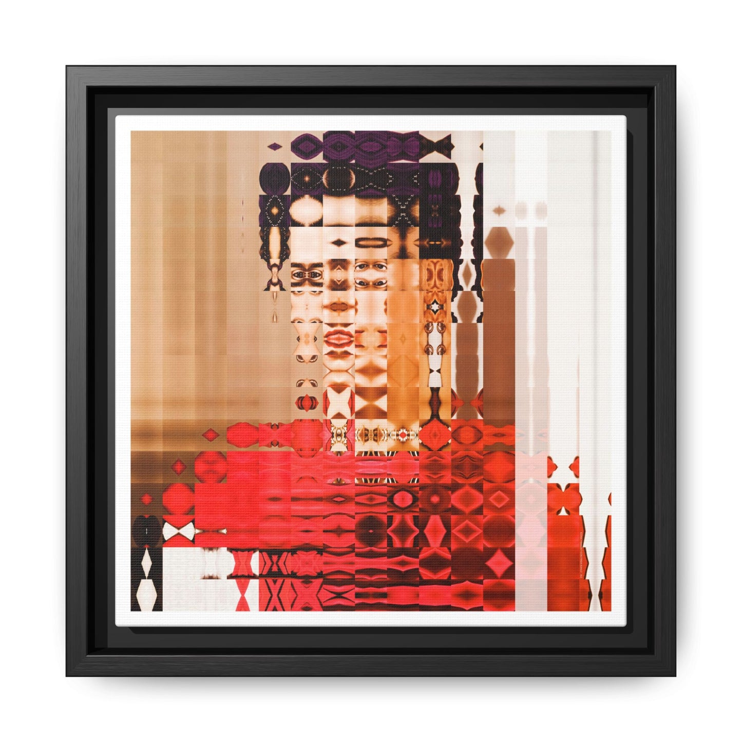 Iconic Feminist Artist Frida Kahlo 2 Abstract Portrait Collage Art — Matte Canvas, Framed (Multi-color options)
