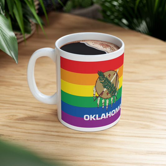 Oklahoma Rainbow Pride Flag "UNITED" Ceramic Mug
