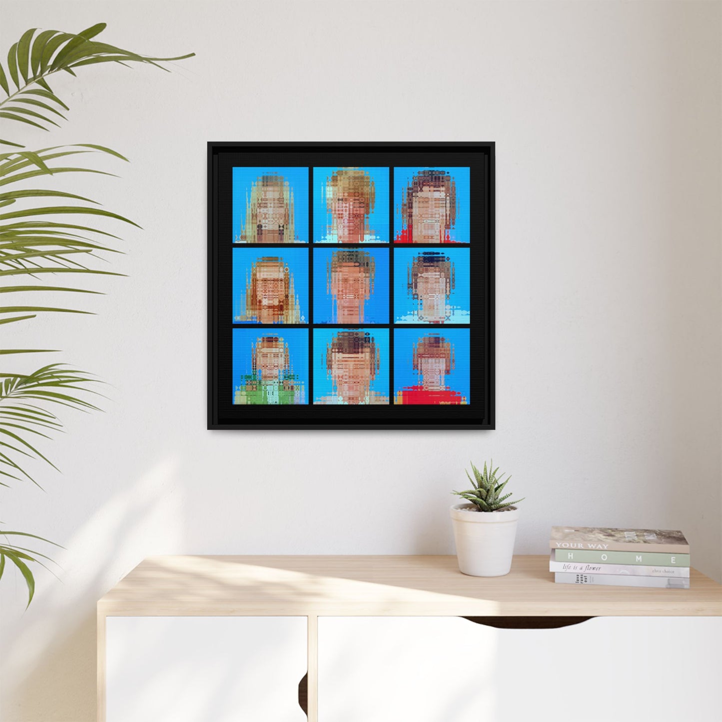 America's Iconic Mid-Century TV Family, Abstract Portrait Collage Art — Matte Canvas, Framed (Multi-color options)