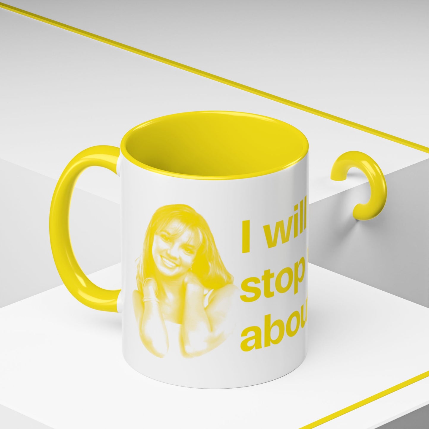 I will never stop worrying about Britney, Britney Spears, White with Yellow Accent Coffee Mug (11, 15oz)