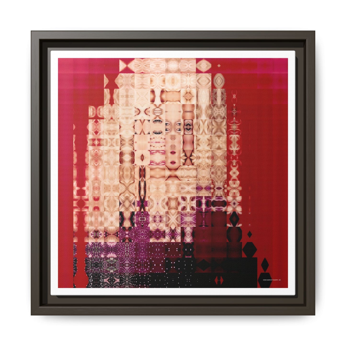 Iconic Queen of Country III, Dolly Abstract Portrait Collage Art — Matte Canvas, Framed (Multi-color options)