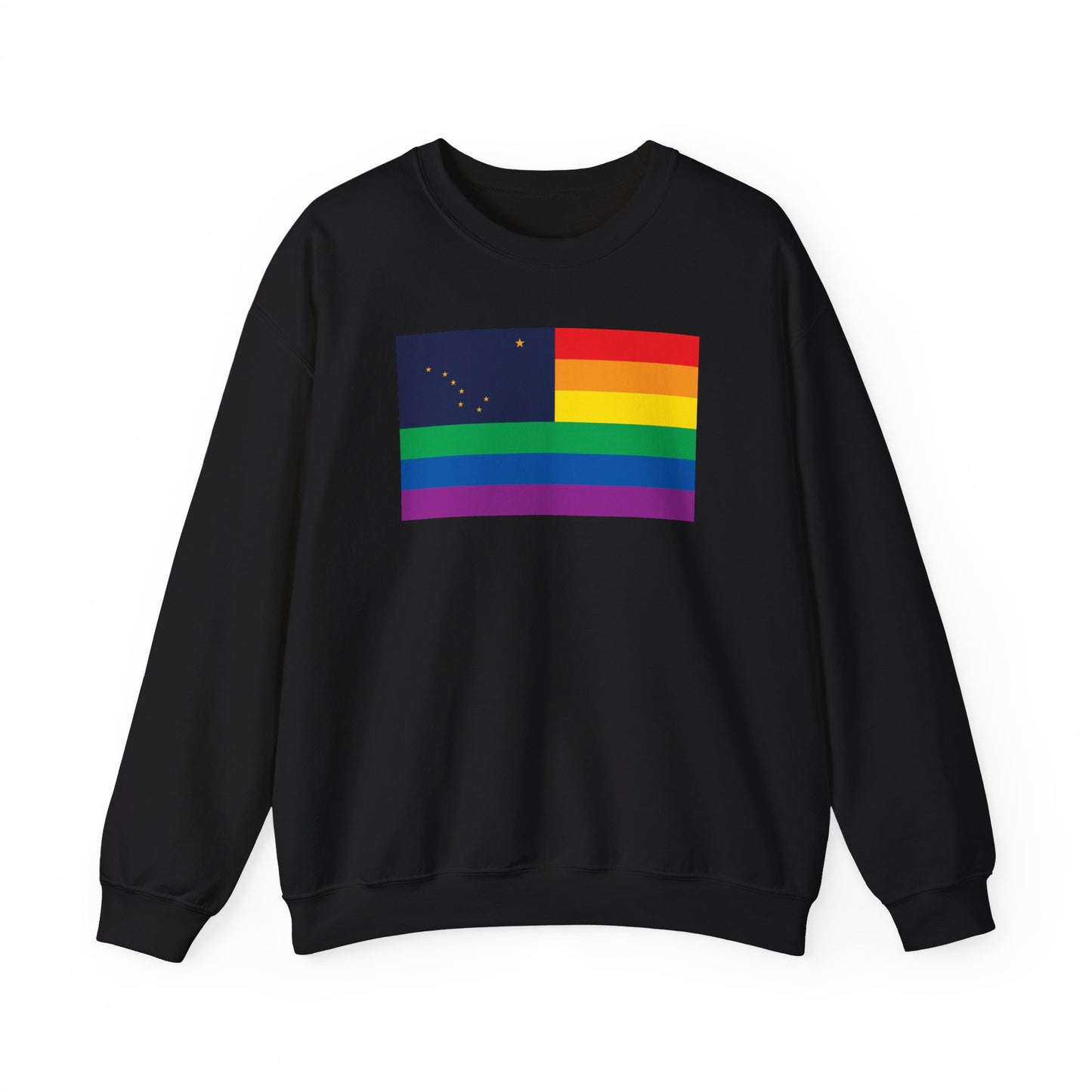 Alaska Rainbow Pride Flag Unisex Crewneck Sweatshirt—White, Black or Light Pink
