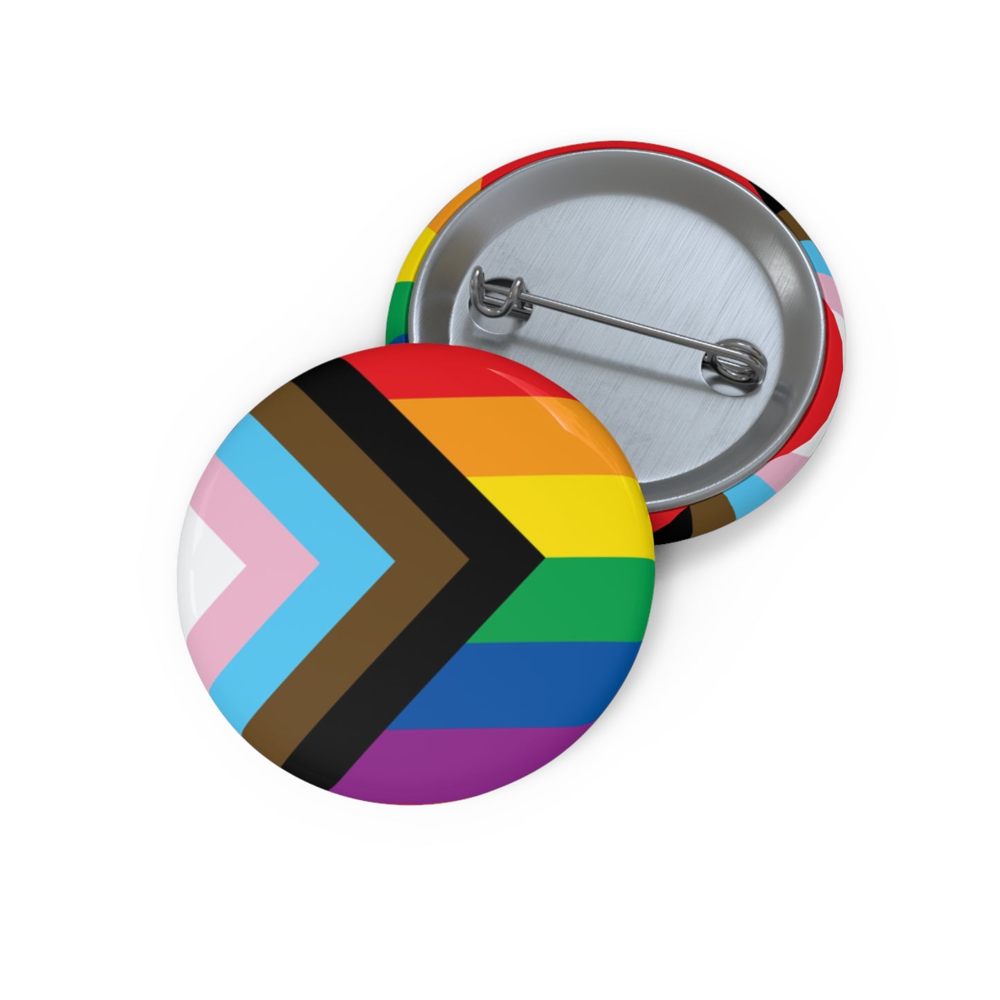 Progress Pride Rainbow Flag Heart Pin Button