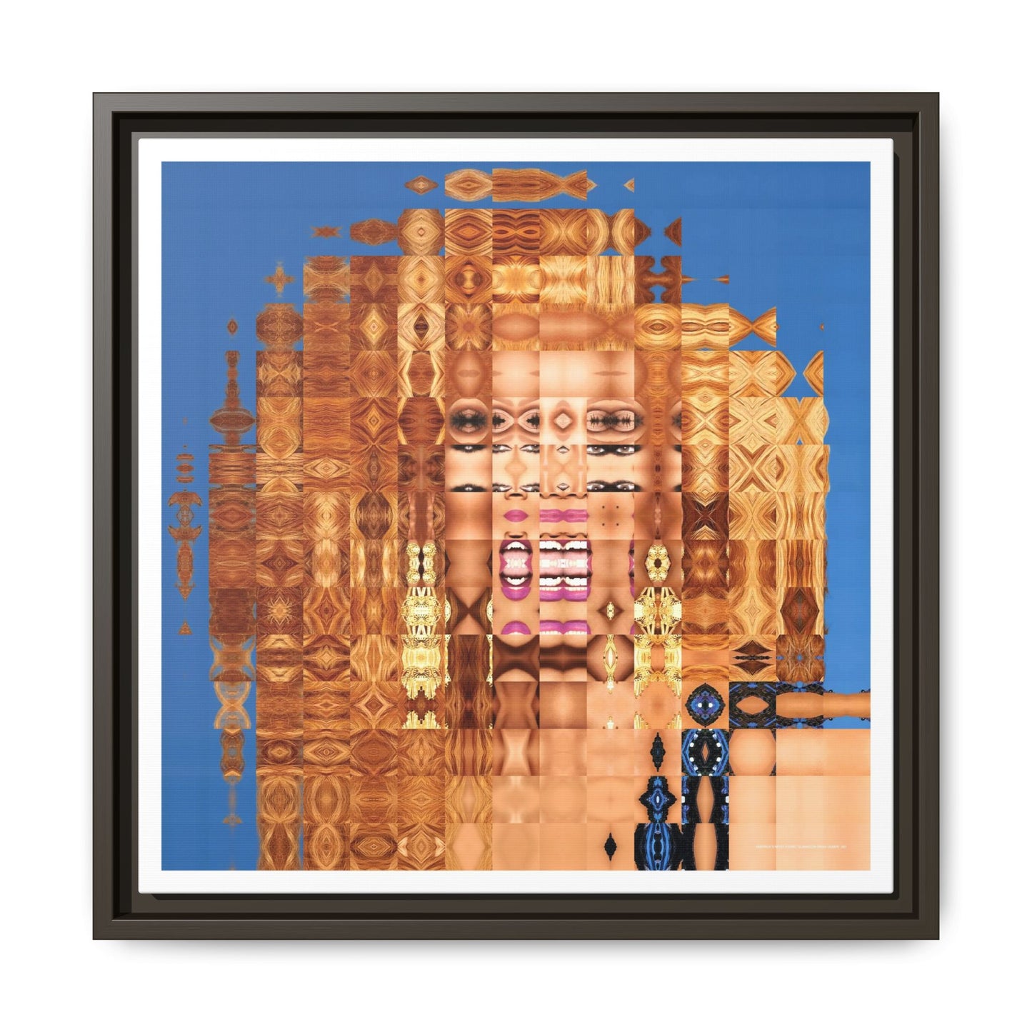 America's Most Iconic Glamazon Drag Queen Abstract Portrait Collage Art — Matte Canvas, Framed (Multi-color options)
