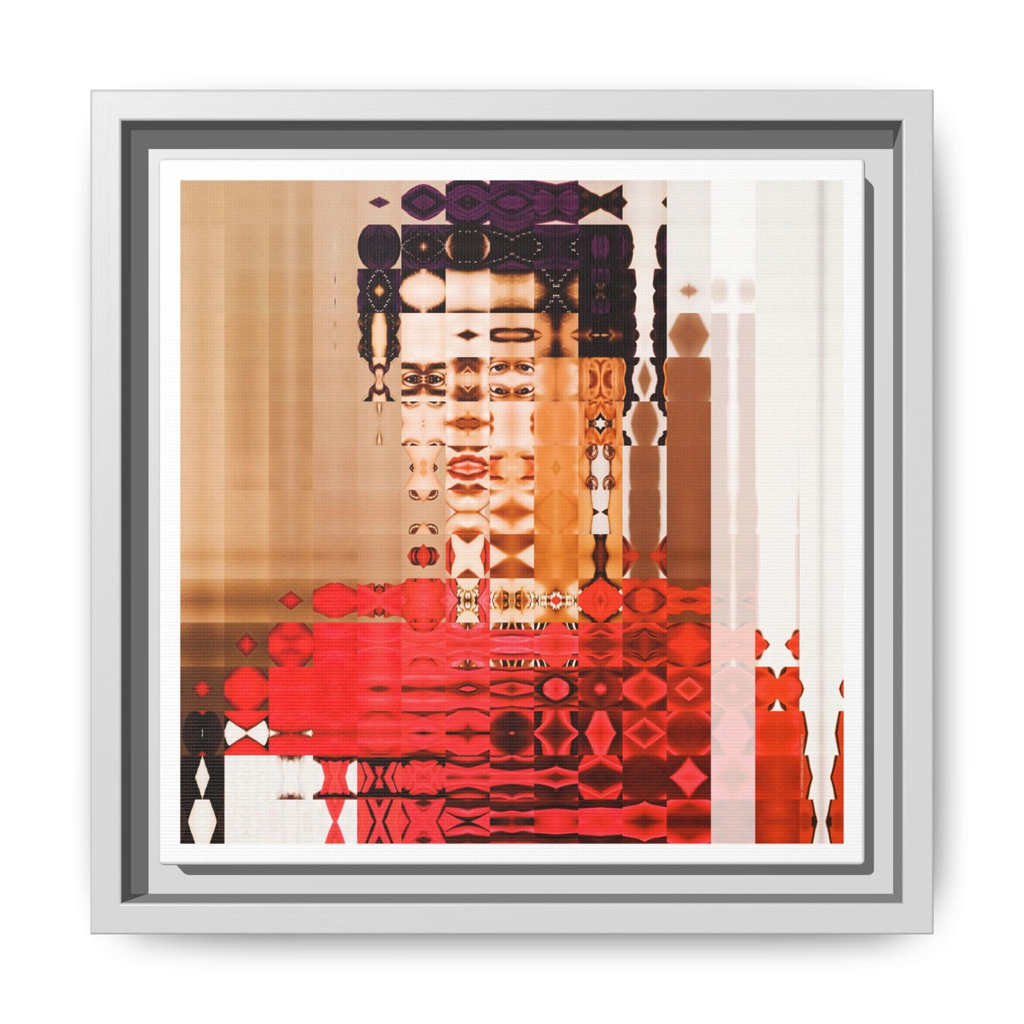 Iconic Feminist Artist Frida Kahlo 2 Abstract Portrait Collage Art — Matte Canvas, Framed (Multi-color options)