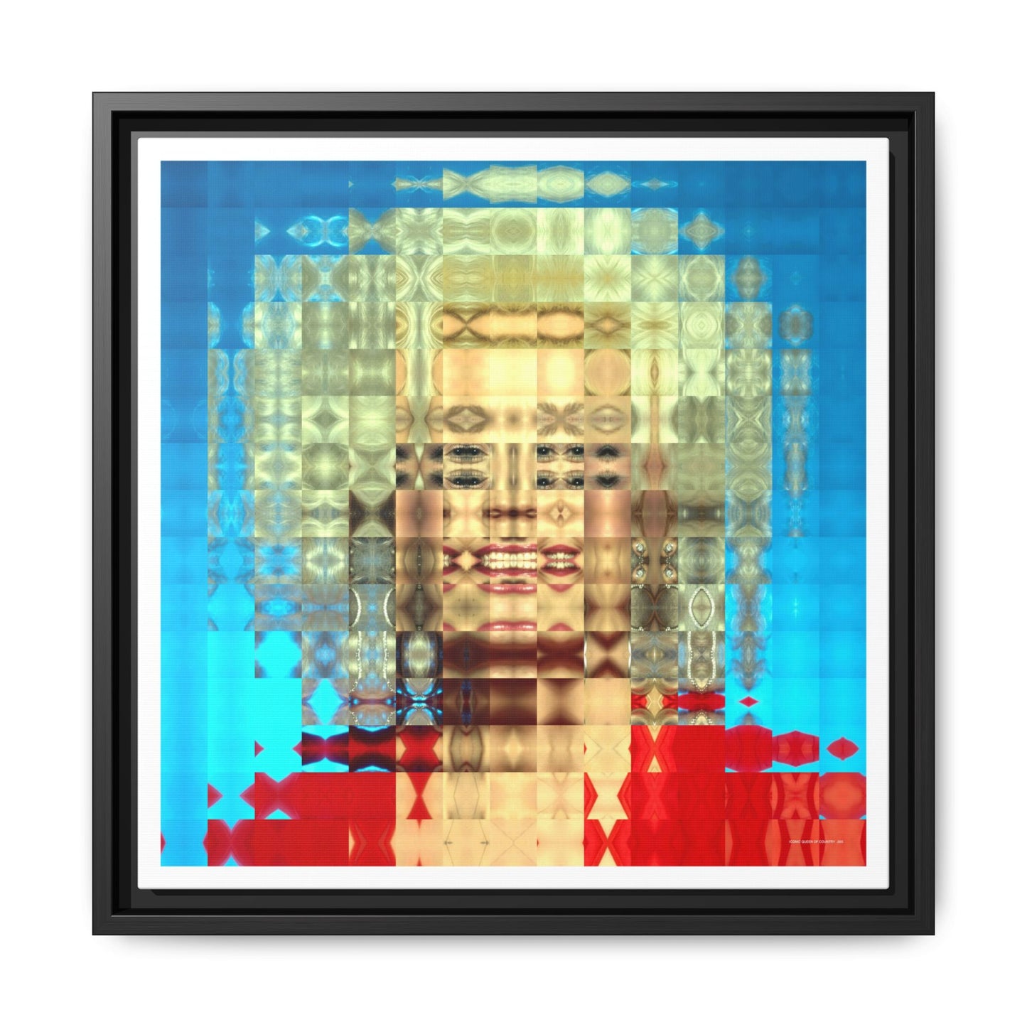 Iconic Queen of Country V, Dolly Abstract Portrait Collage Art — Matte Canvas, Framed (Multi-color options)