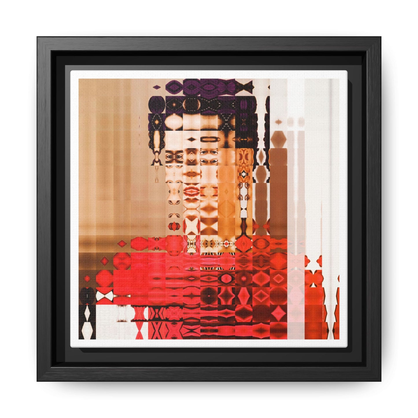 Iconic Feminist Artist Frida Kahlo 2 Abstract Portrait Collage Art — Matte Canvas, Framed (Multi-color options)
