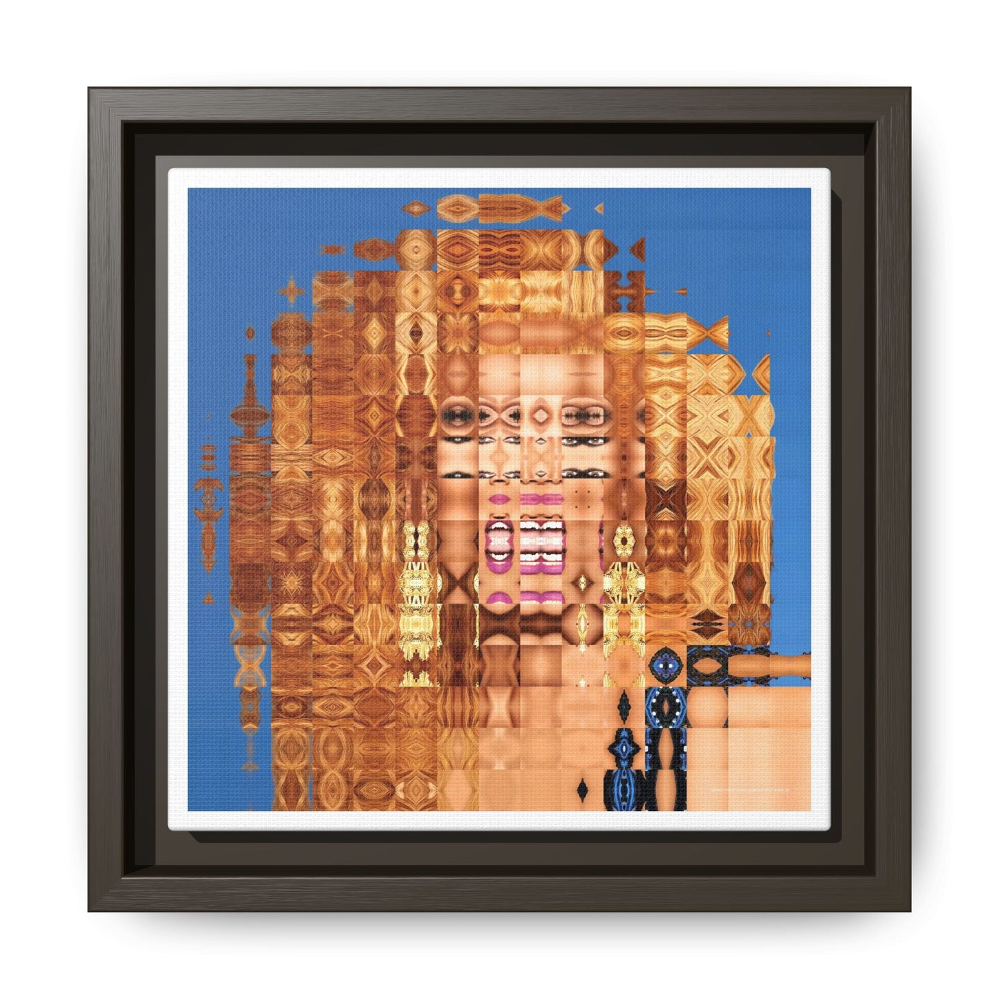 America's Most Iconic Glamazon Drag Queen Abstract Portrait Collage Art — Matte Canvas, Framed (Multi-color options)