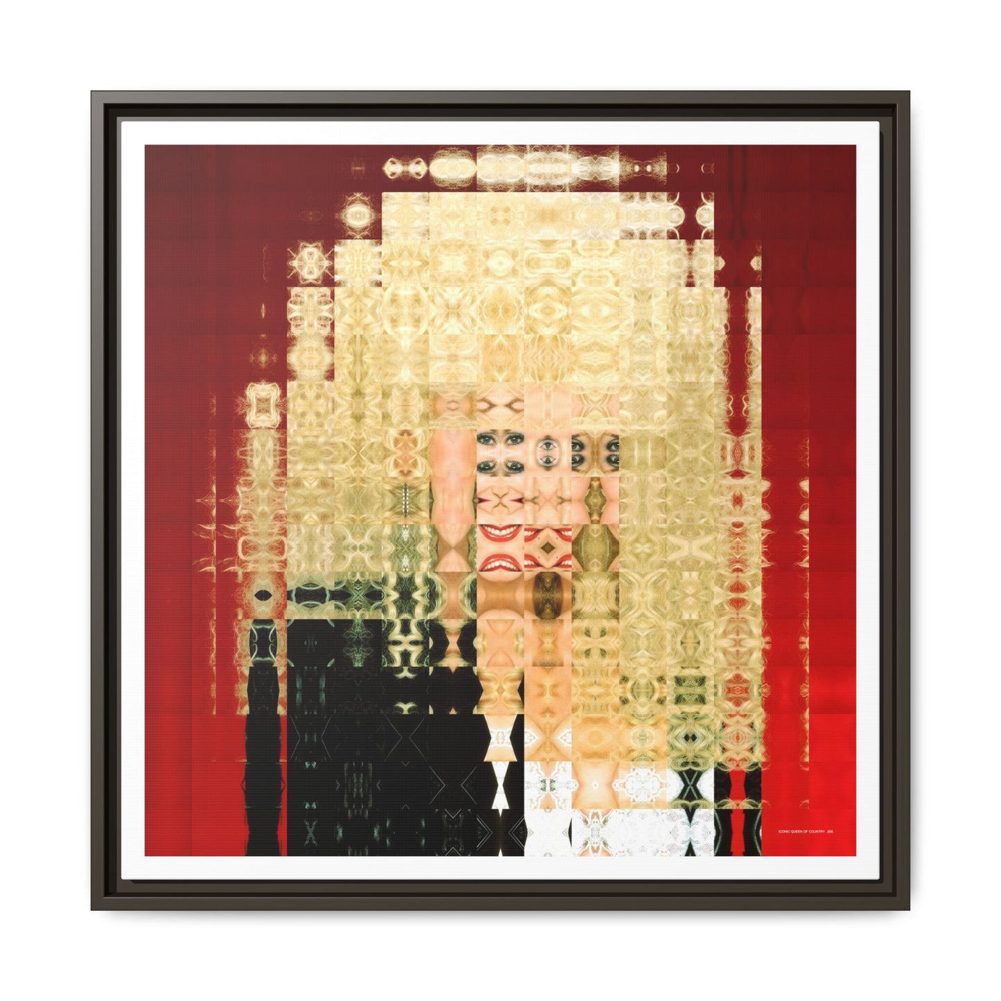 Iconic Queen of Country VI, Dolly Abstract Portrait Collage Art — Matte Canvas, Framed (Multi-color options)