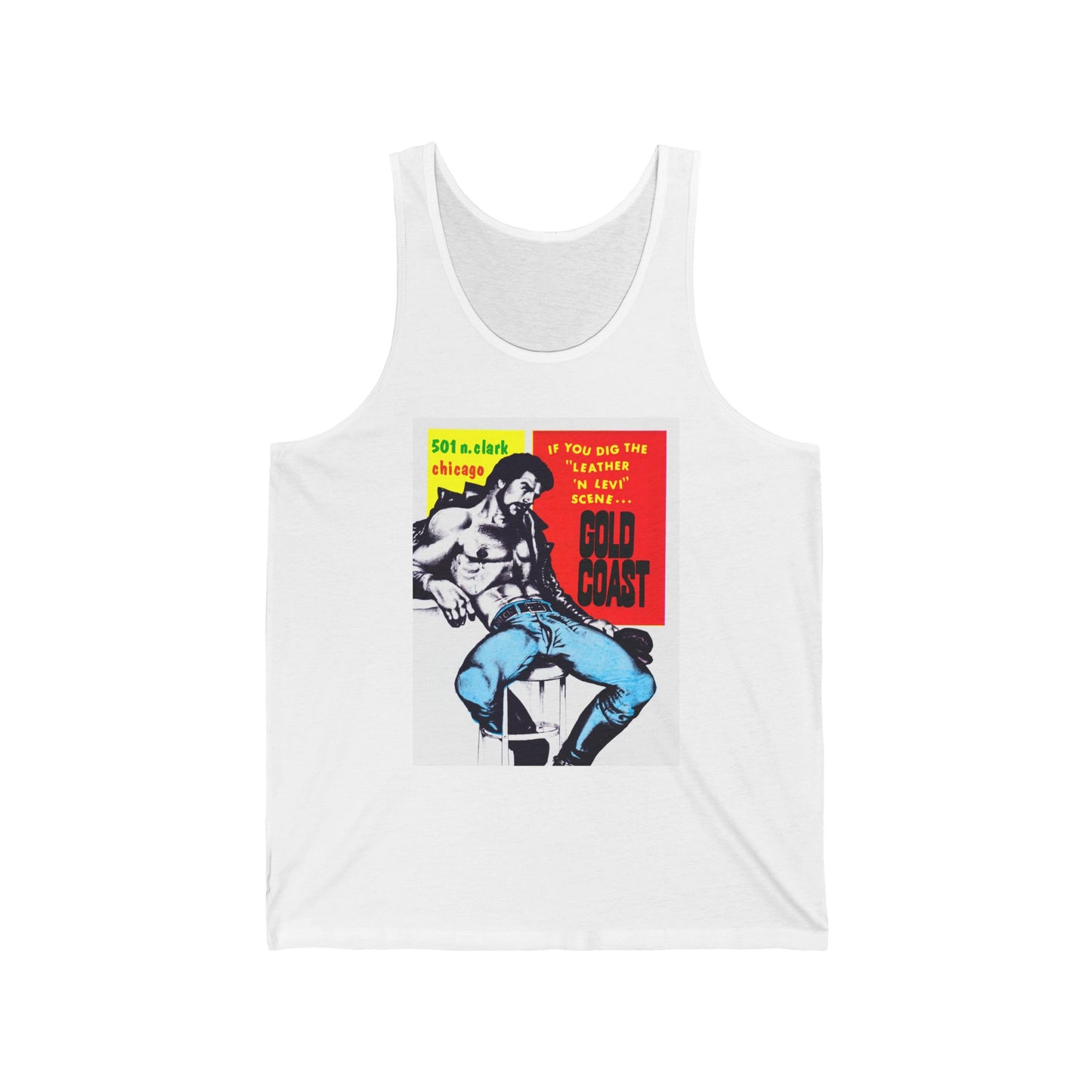 GOLD COAST Leather Levi Tank Top — Chicago Leather Bar Poster Tribute