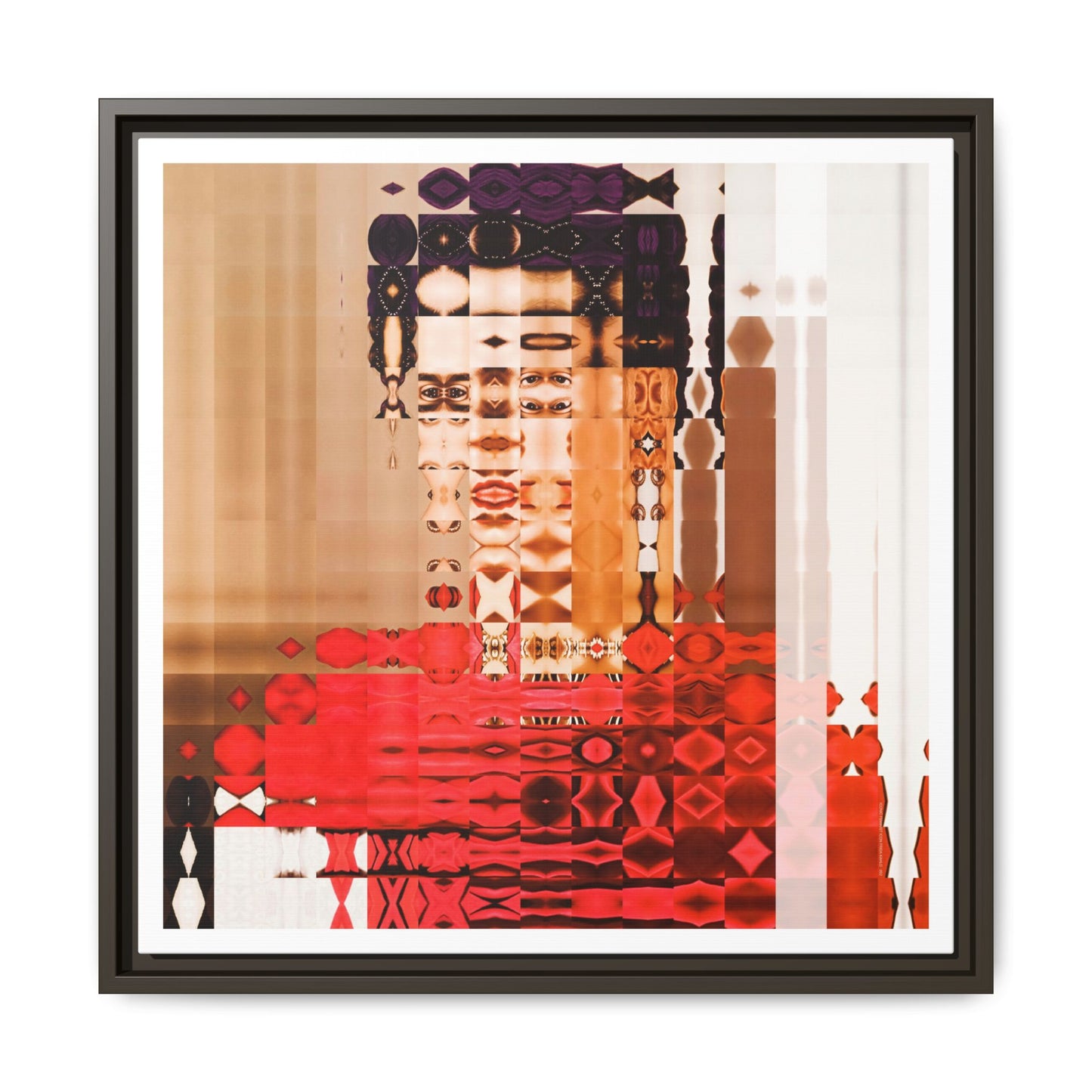 Iconic Feminist Artist Frida Kahlo 2 Abstract Portrait Collage Art — Matte Canvas, Framed (Multi-color options)