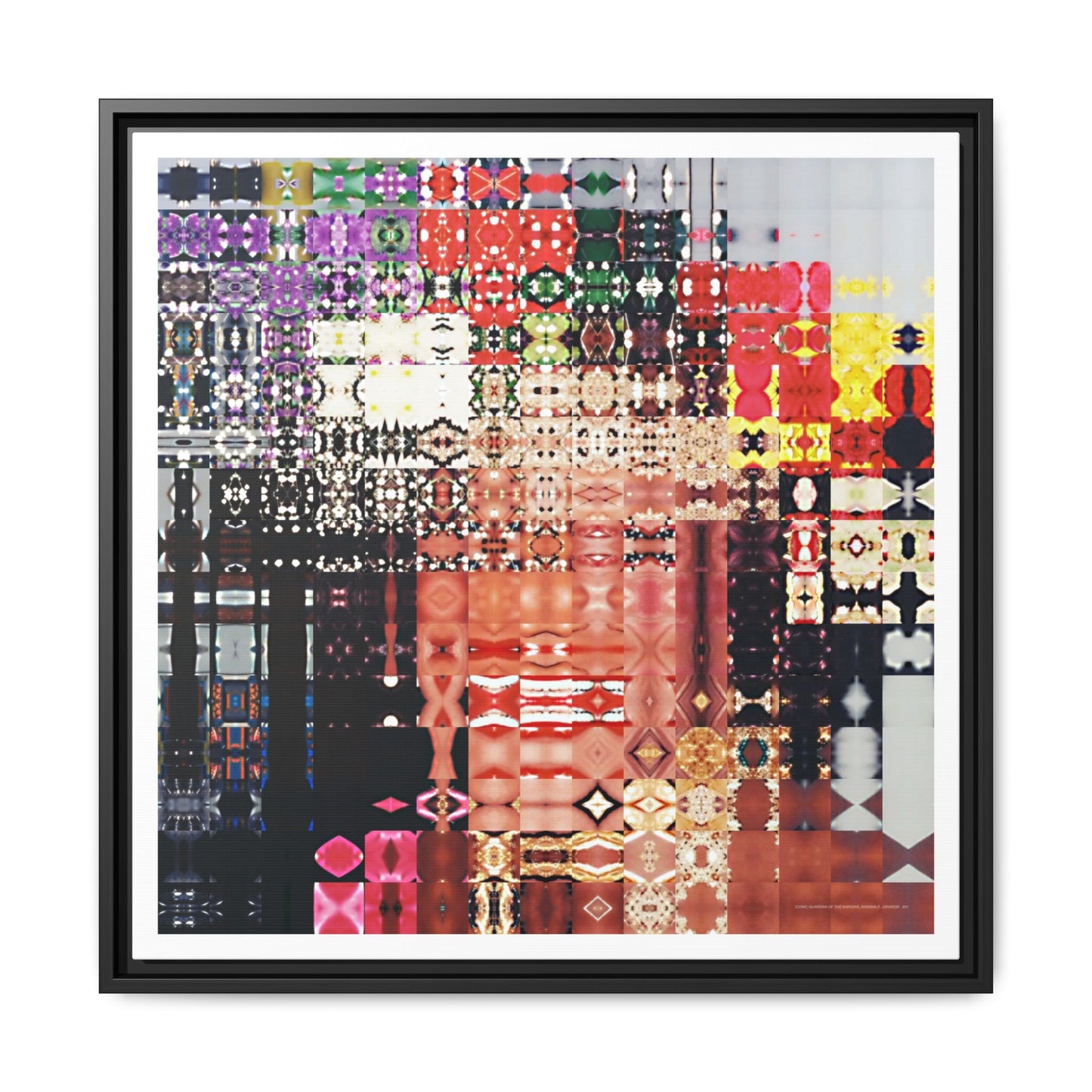 Iconic Guardian of the Margins, Marsha P. Johnson Abstract Portrait Collage Art — Matte Canvas, Framed (Multi-color options)
