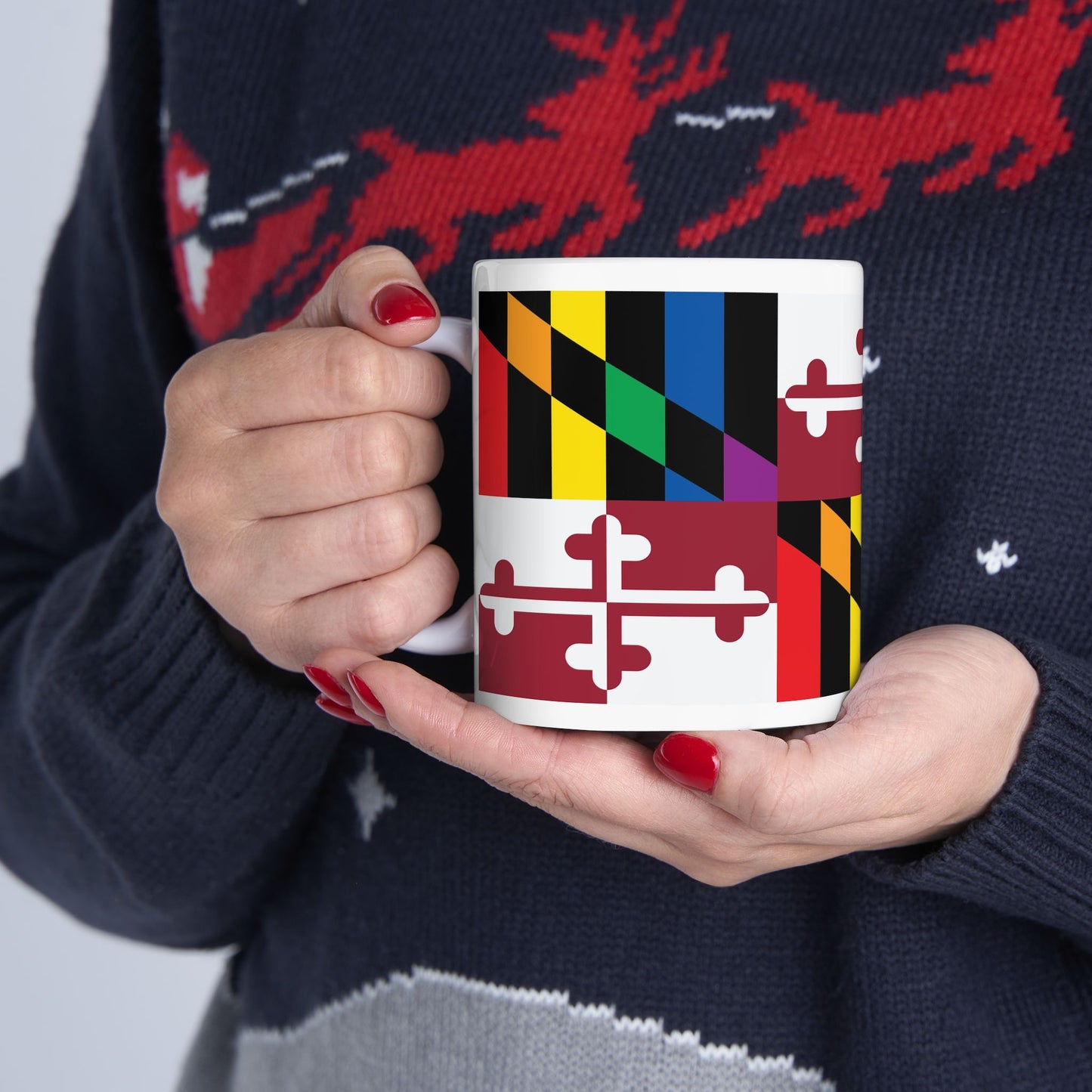 Maryland Rainbow Pride Flag "UNITED" Ceramic Mug